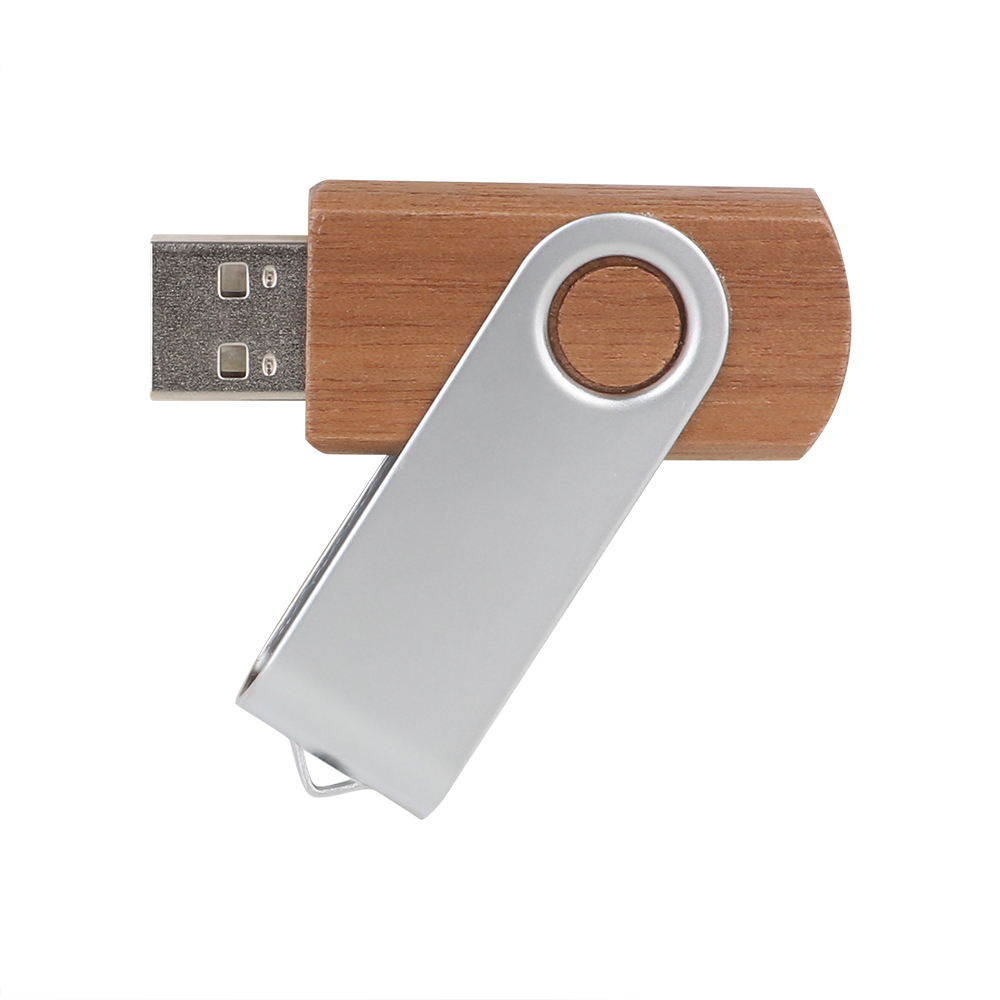 Metal Swivel Wooden Flash Drive - Image 3