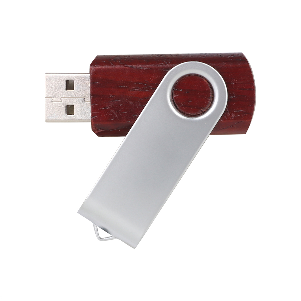 Metal Swivel Wooden Flash Drive - Image 2