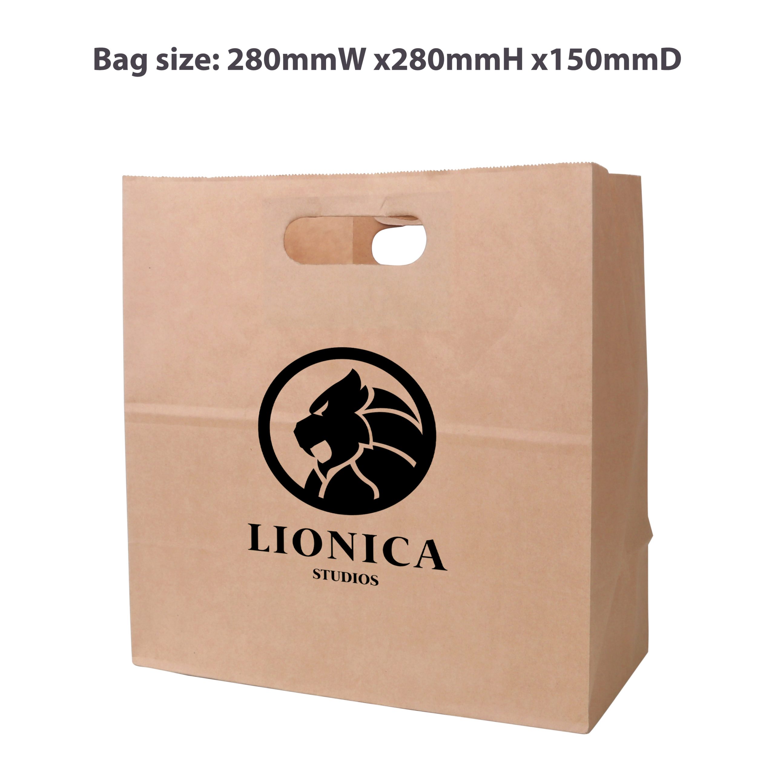 Die Cut Brown Kraft Paper Bag (280 x 280 x 150mm) - Image 2