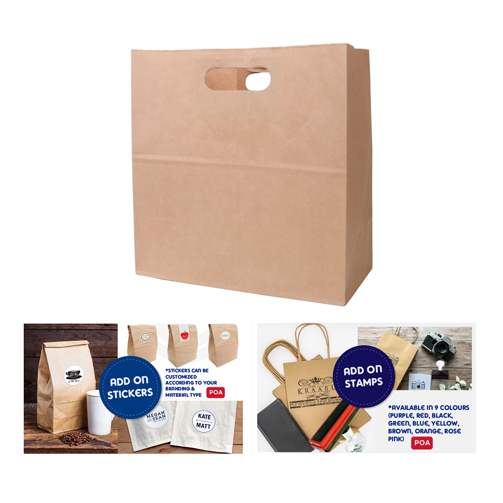 Die Cut Brown Kraft Paper Bag (280 x 280 x 150mm) - Image 5