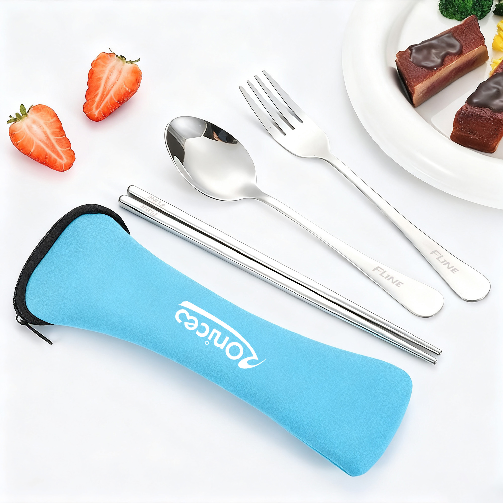3 piece Stainless Steel Travel Utensils Set - Image 18