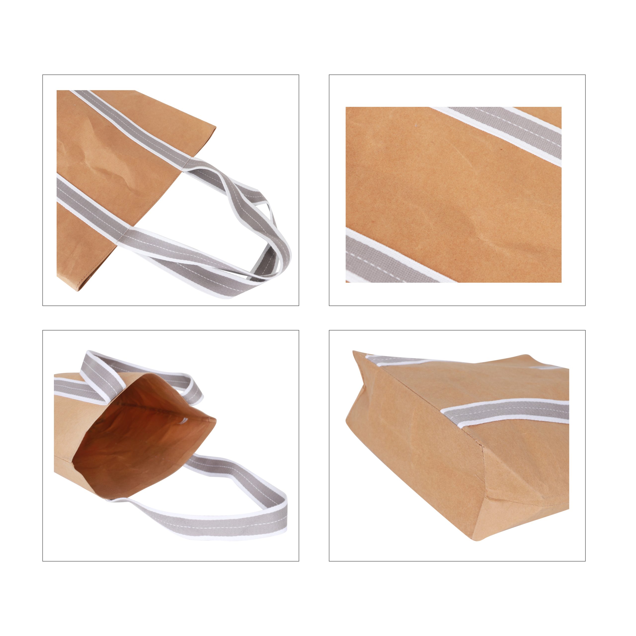 Small Washable Kraft Paper Bag with Cotton Handle(390x330x105mm) - Image 4