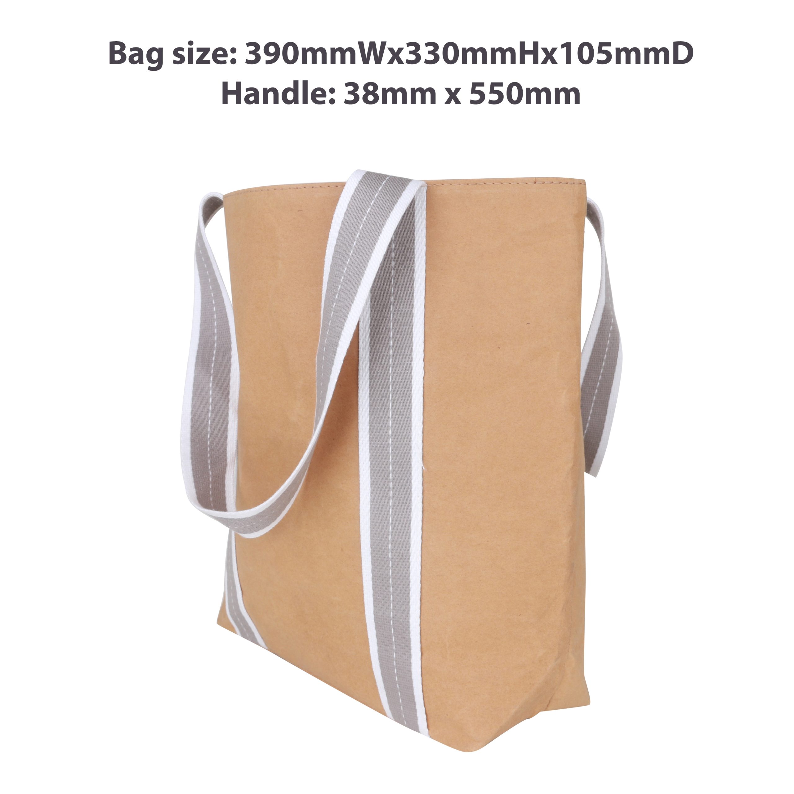 Small Washable Kraft Paper Bag with Cotton Handle(390x330x105mm) - Image 3