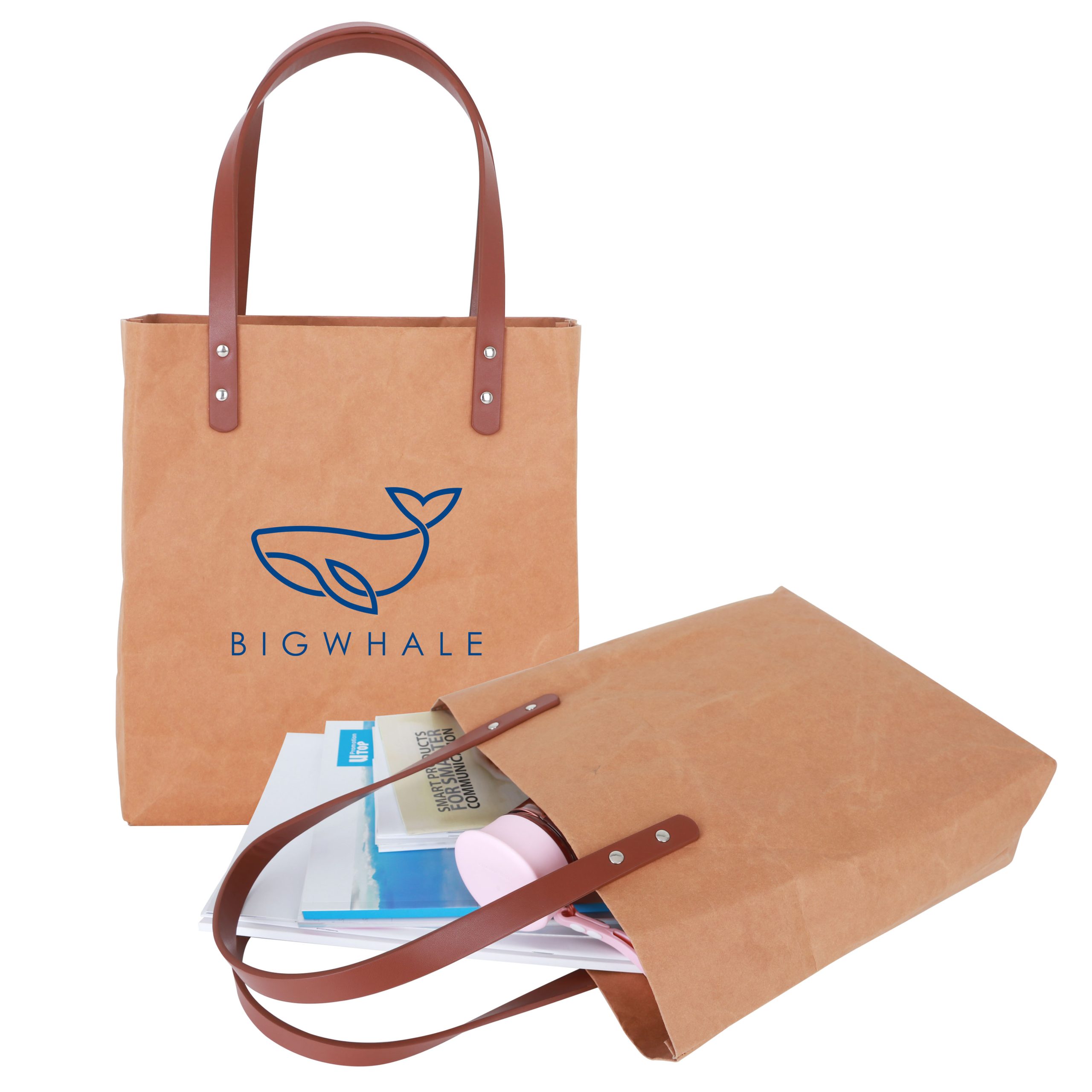 Washable Kraft Paper Bag with PU Handle(390x330x100mm) - Image 4