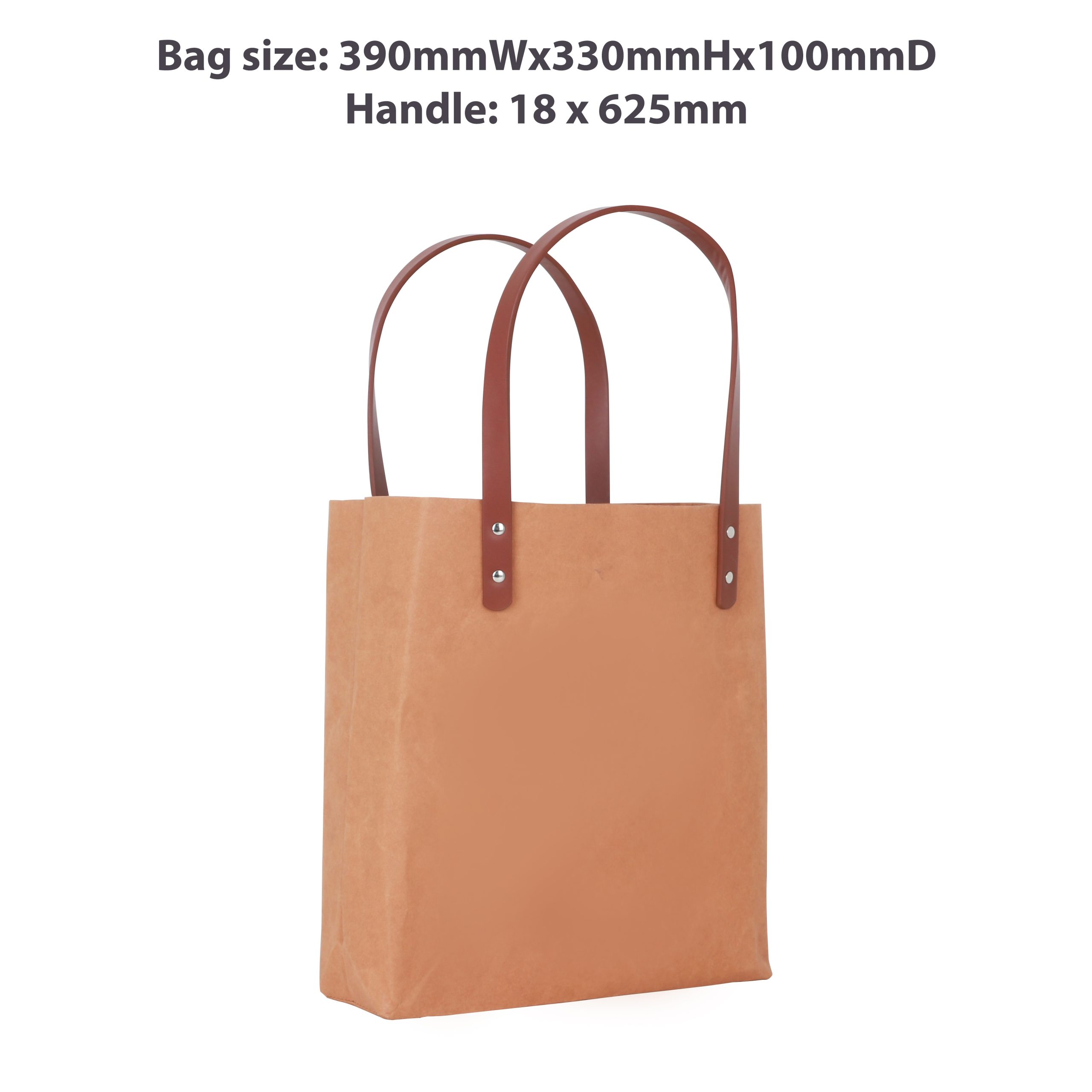 Washable Kraft Paper Bag with PU Handle(390x330x100mm) - Image 5