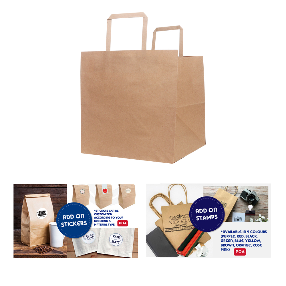 Flat Handle Kraft Paper Bag(250x250x250mm) - Image 6
