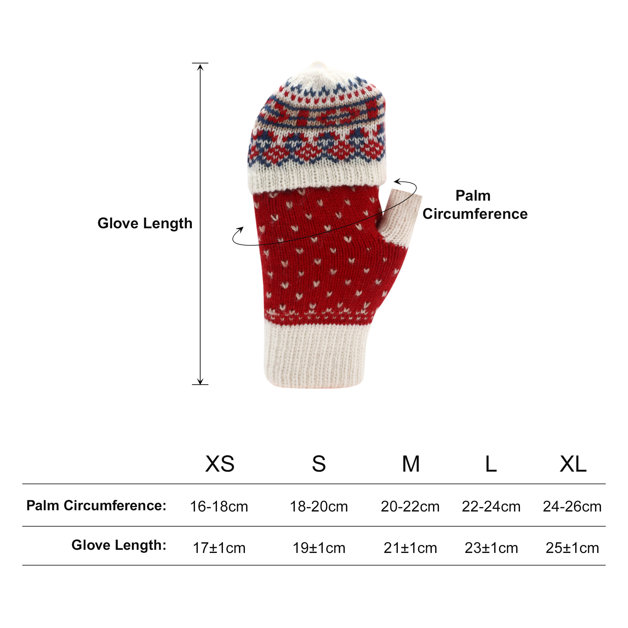 Adults Jacquard Fingerless Gloves with Flip Cover - Image 4