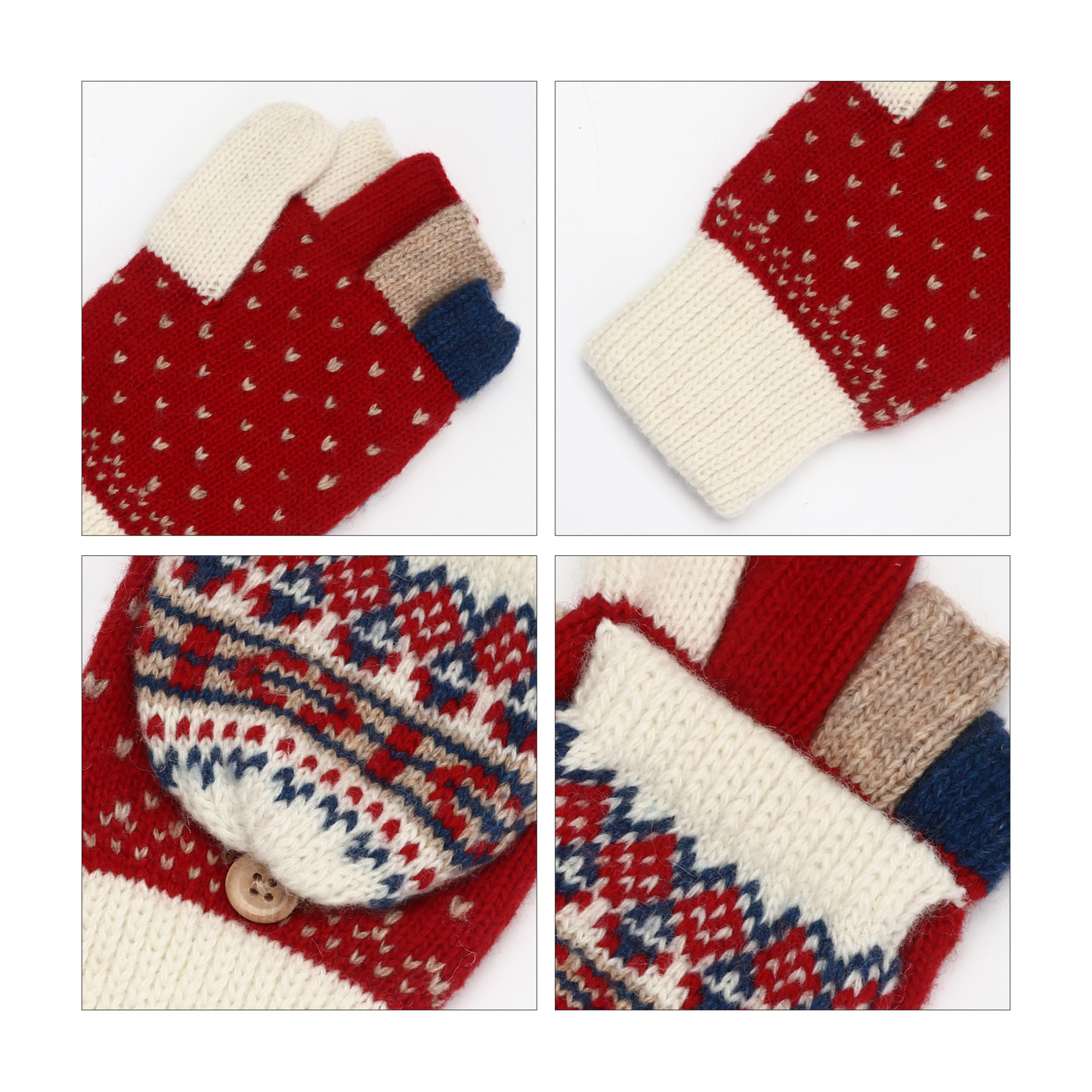 Adults Jacquard Fingerless Gloves with Flip Cover - Image 6