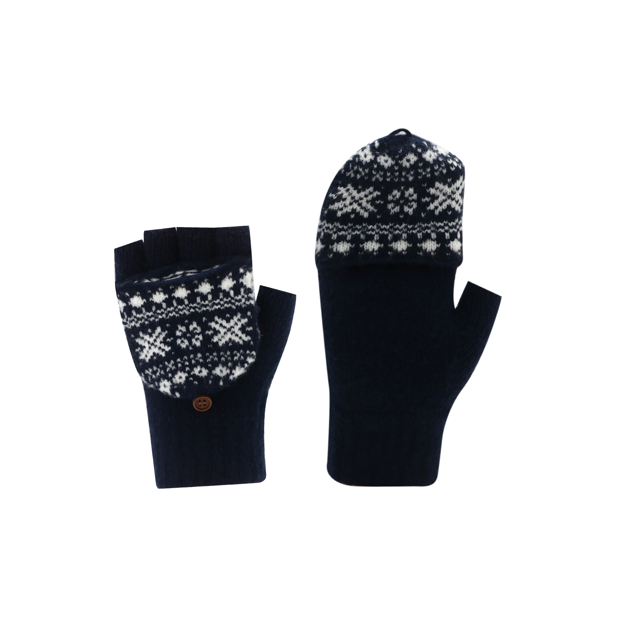 Adults Jacquard Fingerless Gloves with Flip Cover - Image 3