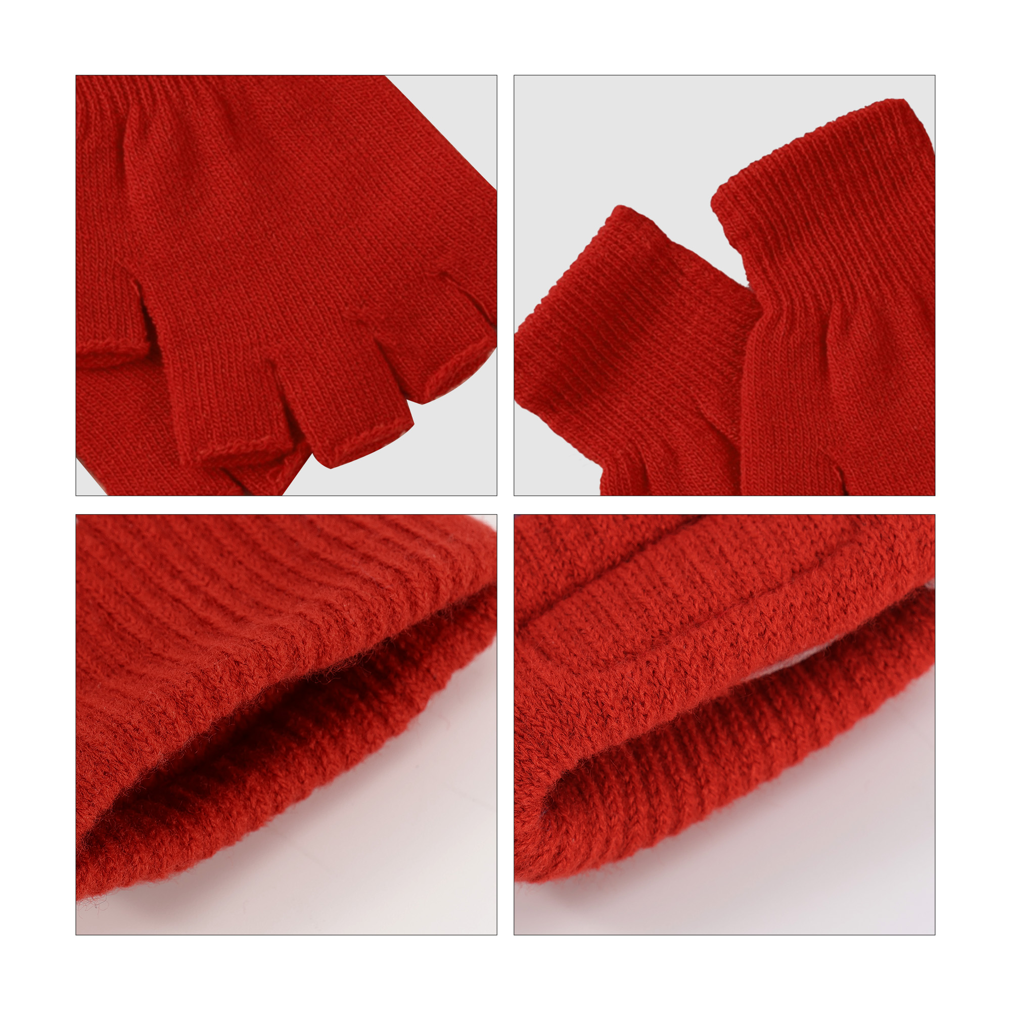 Kids Plain Knitted Fingerless Gloves with Woven Label - Image 18
