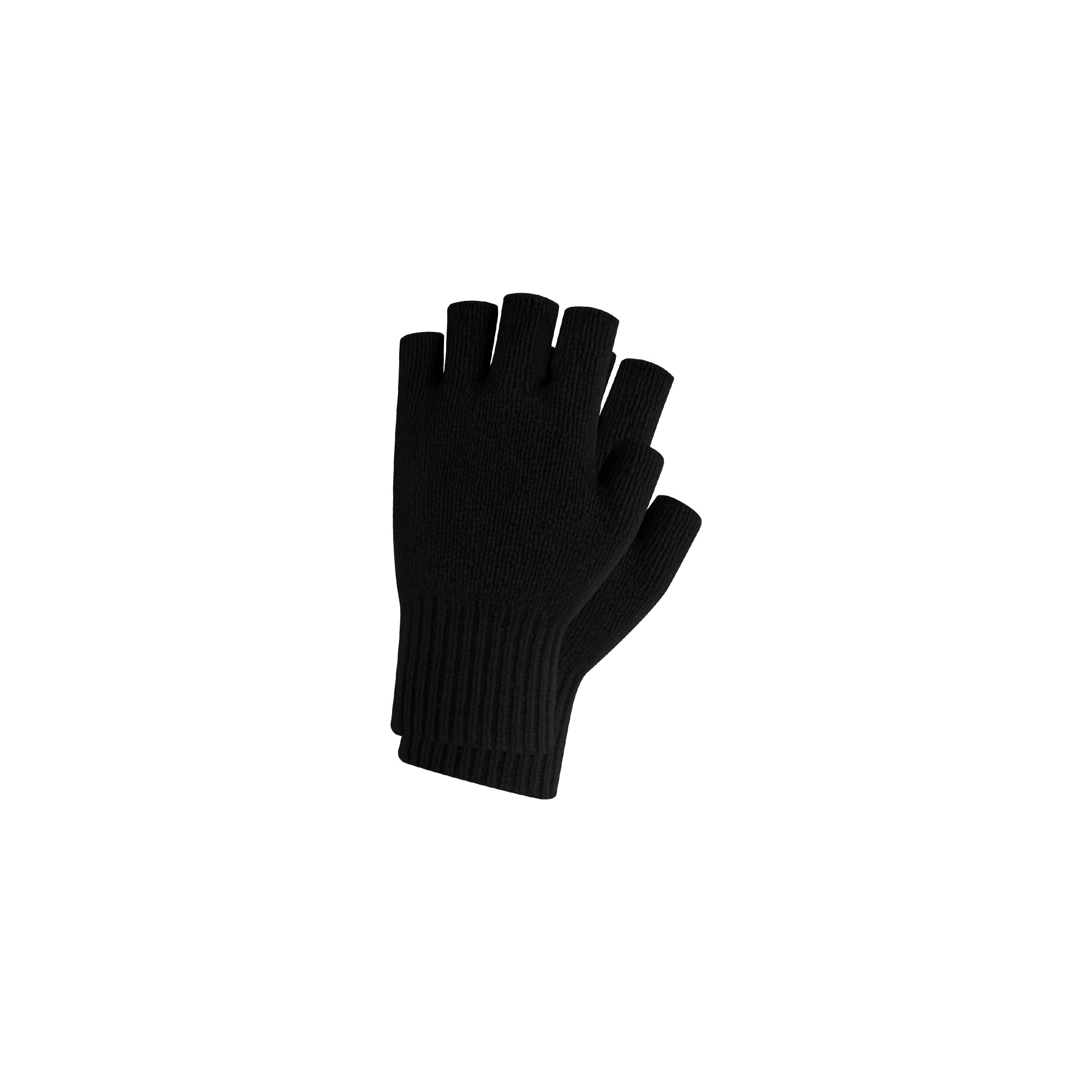 Kids Plain Knitted Fingerless Gloves with Woven Label - Image 6