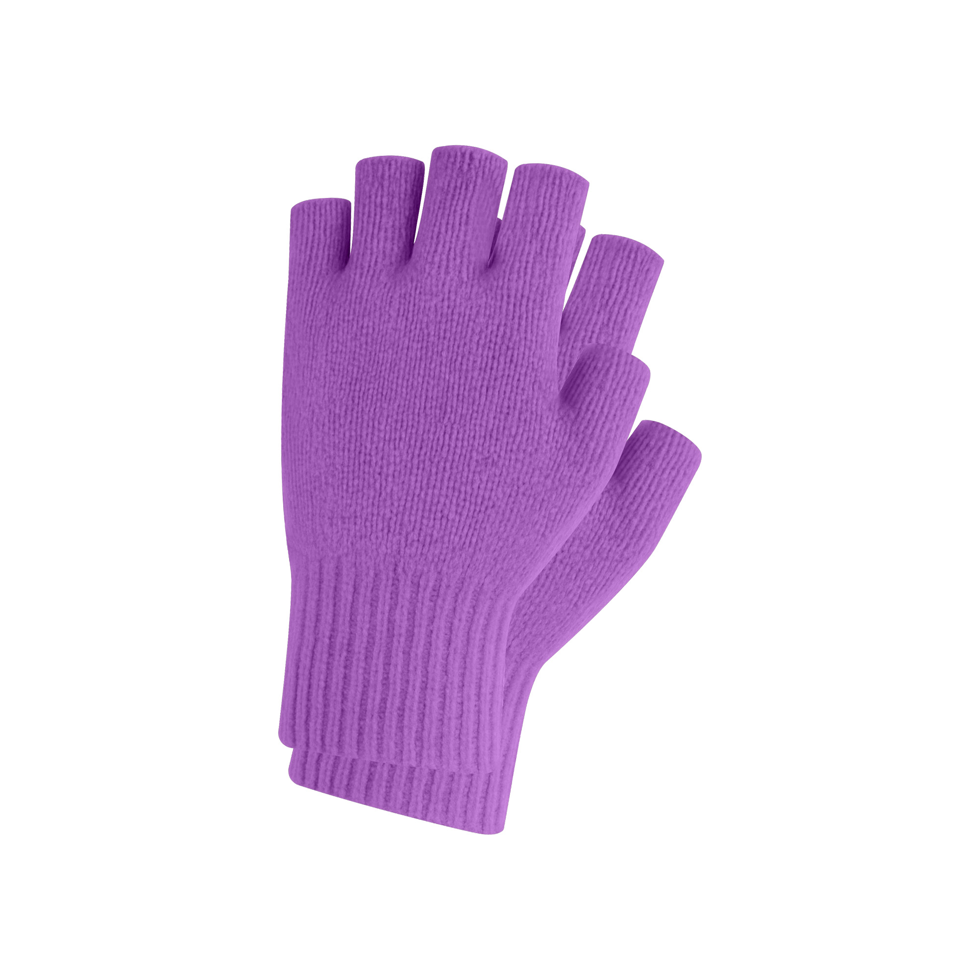 Adults Plain Knitted Fingerless Gloves with Woven Label - Image 3