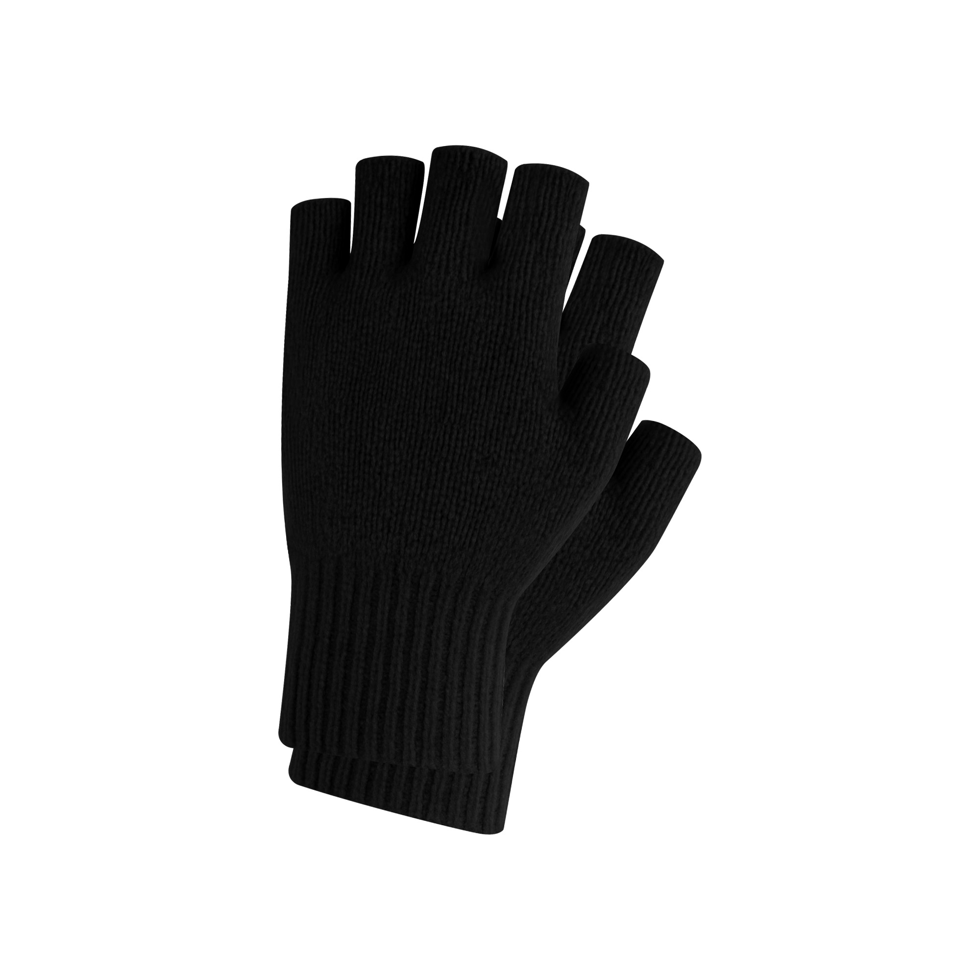Adults Plain Knitted Fingerless Gloves with Woven Label - Image 6