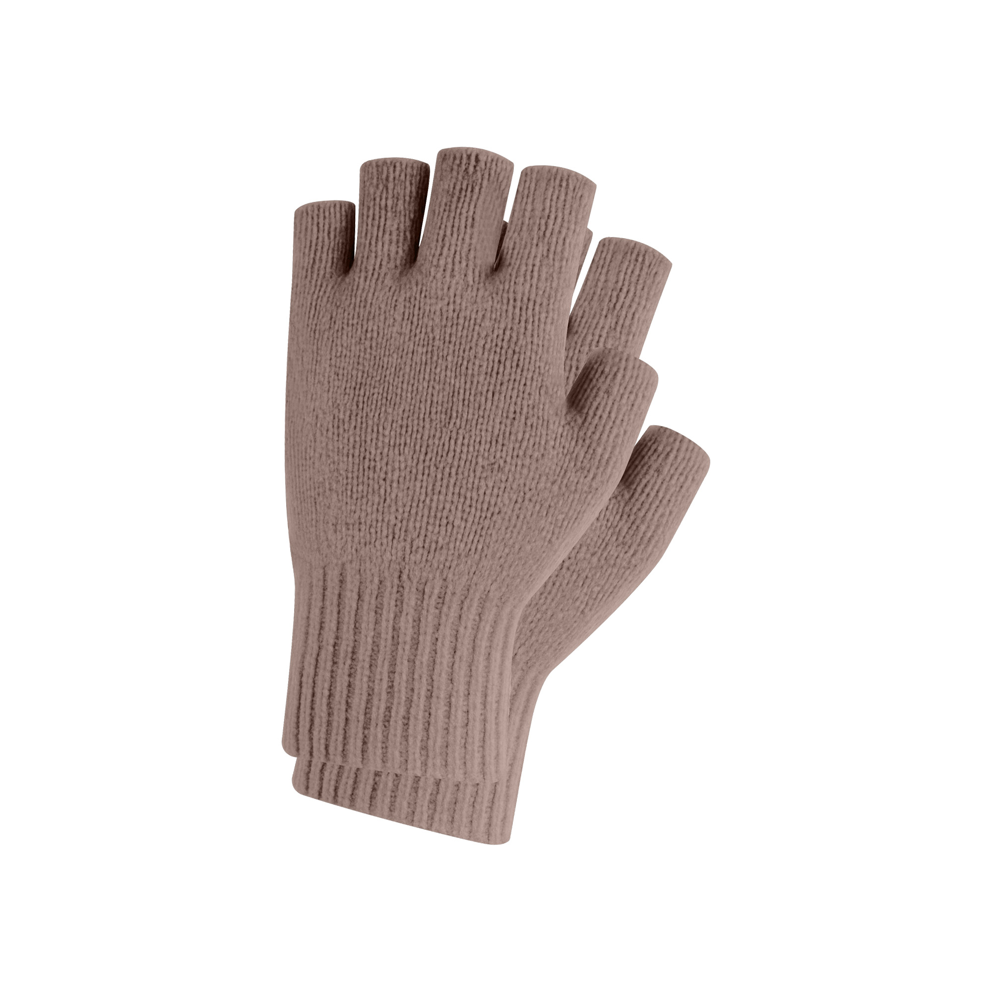 Adults Plain Knitted Fingerless Gloves with Woven Label - Image 5