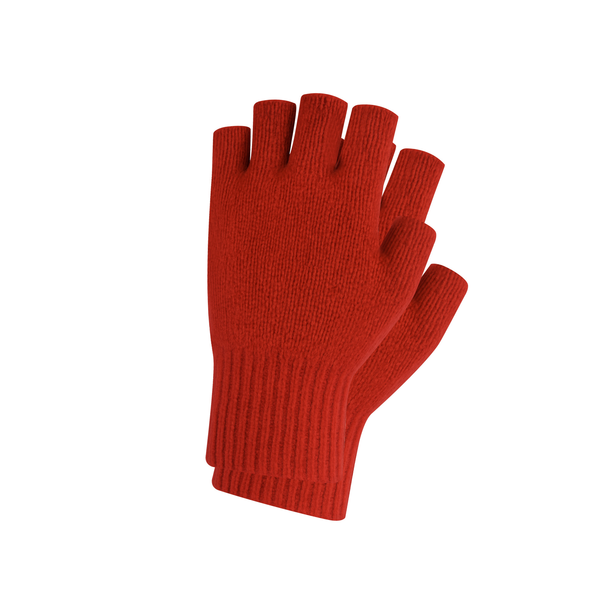 Adults Plain Knitted Fingerless Gloves with Woven Label - Image 2
