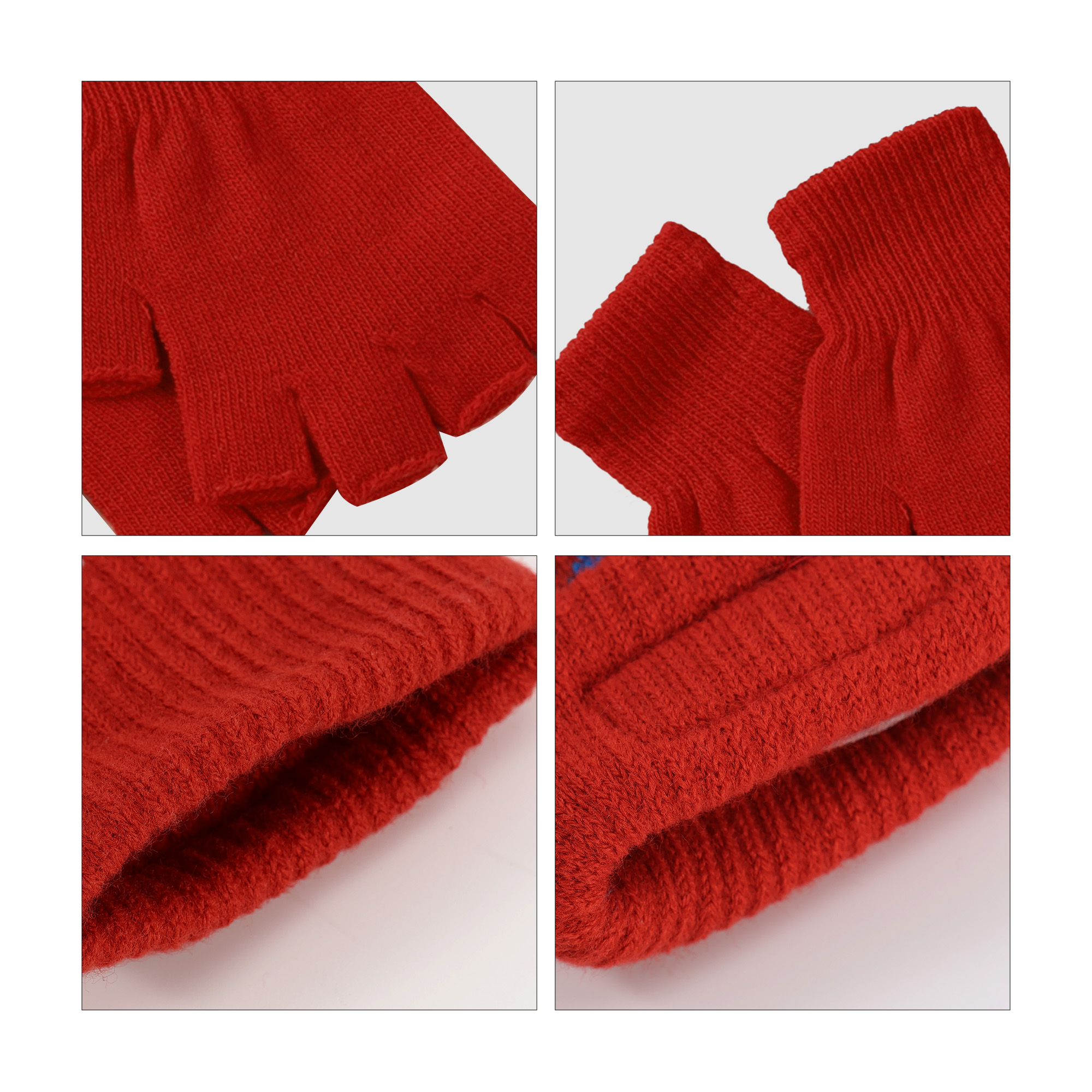 Adults Plain Knitted Fingerless Gloves with Woven Label - Image 18