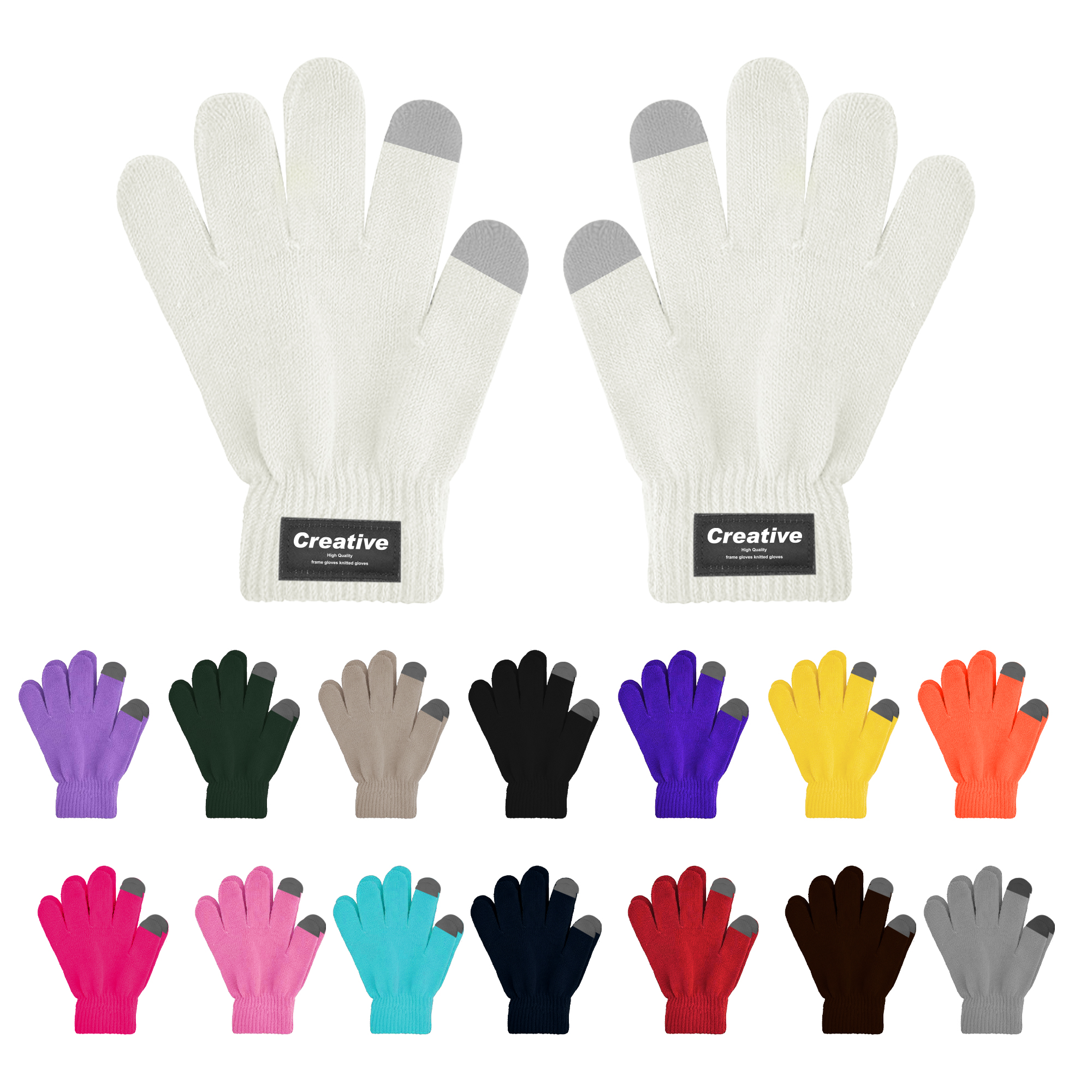 Adults Plain Knitted Gloves with Woven Label