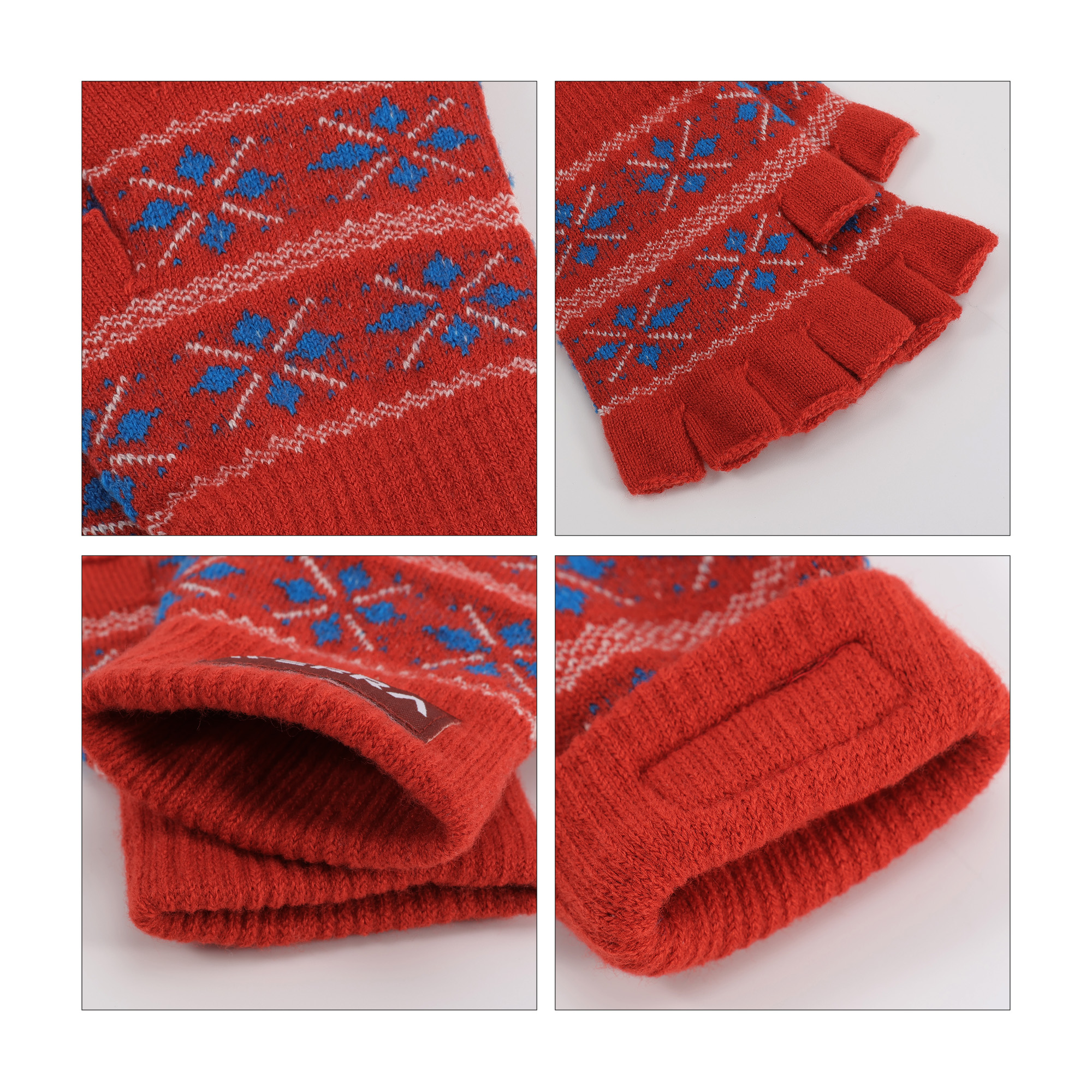 Adults Jacquard Fingerless Gloves - Image 5