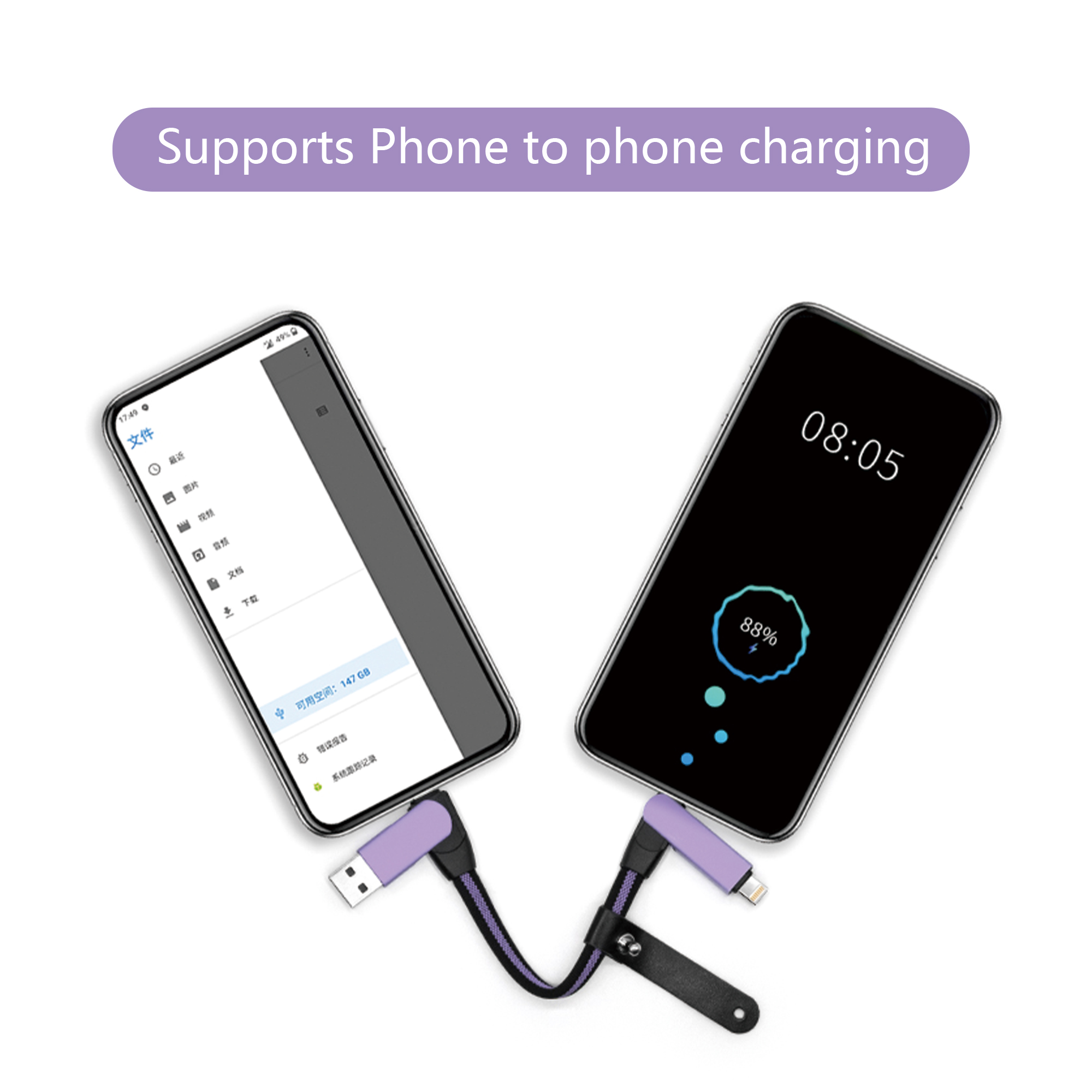 60W 6-in-1 Braided Charging Cable with Keyring - Image 11