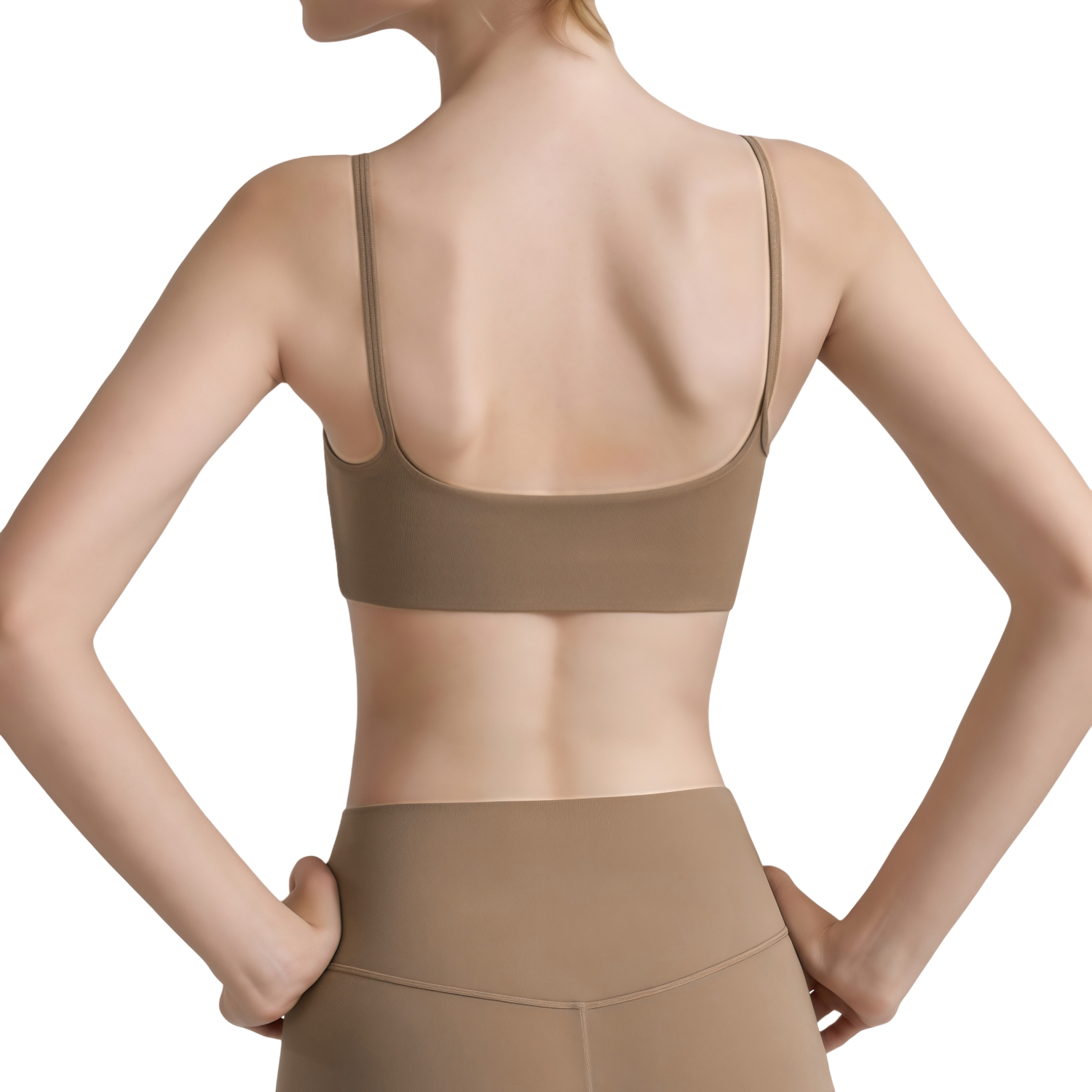 Women's Seamless Thin-Strap U-Back Yoga Crop Bra Tank - Image 2