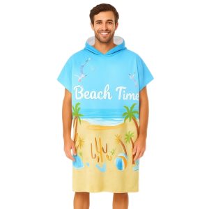 100% Cotton Sublimation Hoody Towel Surf Poncho Without Pocket
