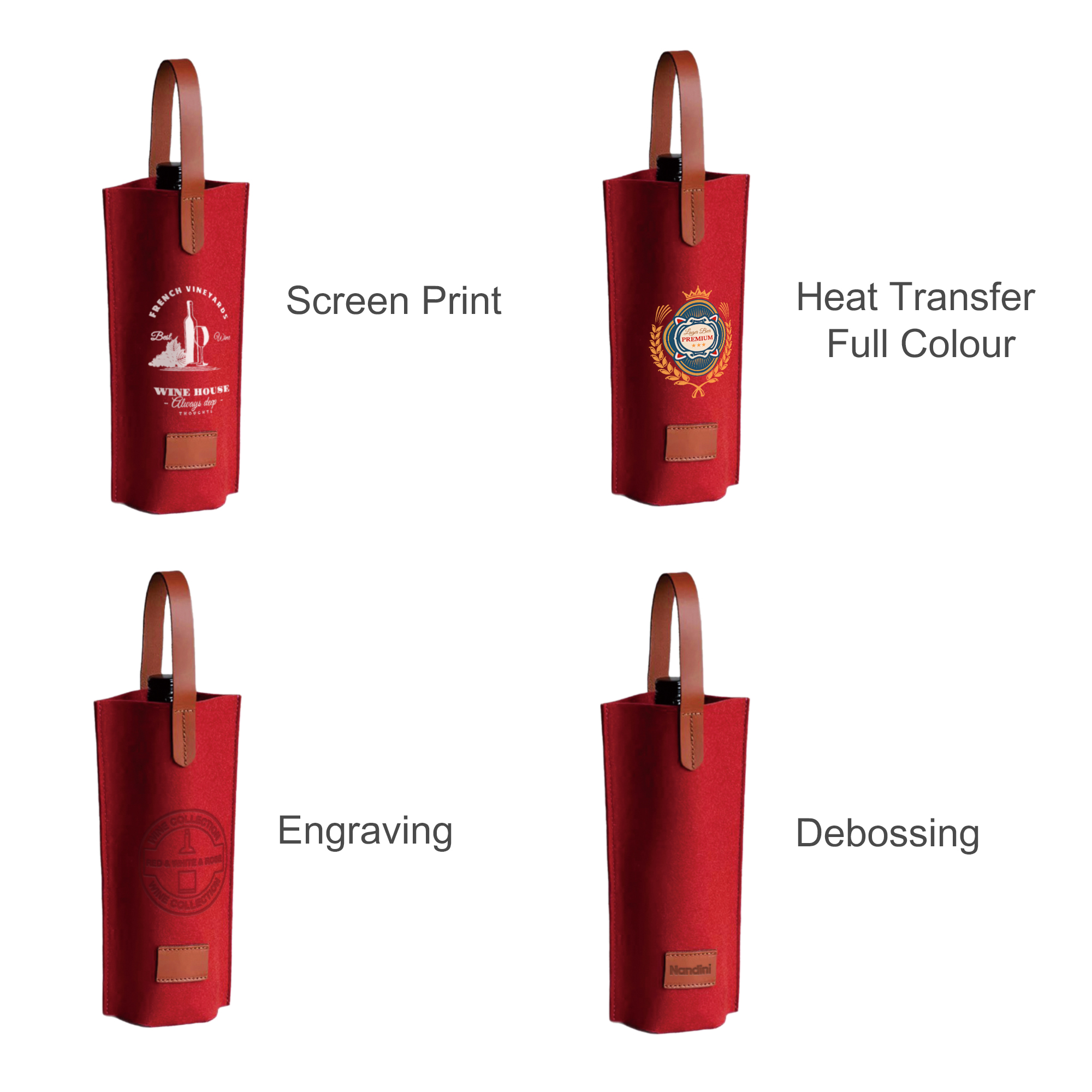 Felt Single Bottle Wine Bag - Image 8