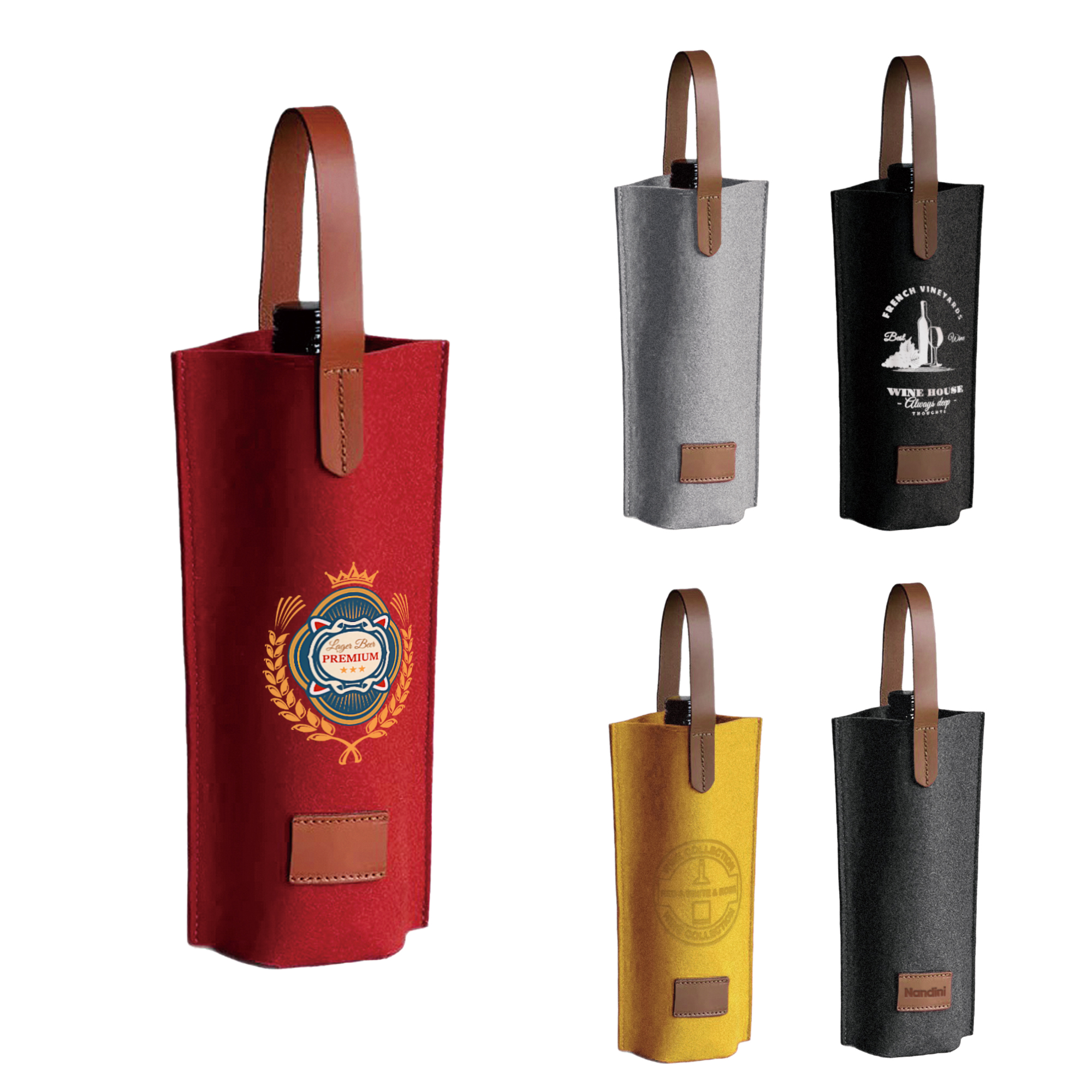Felt Single Bottle Wine Bag