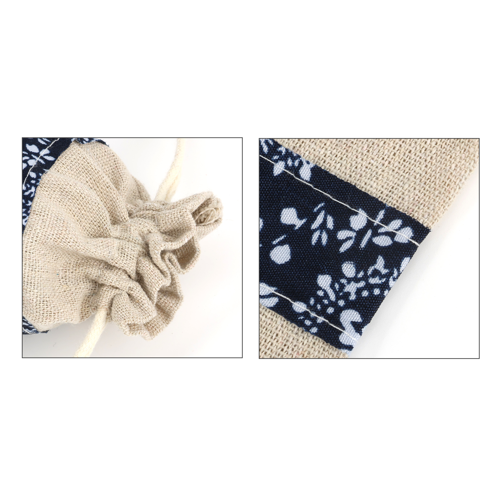 Cotton Linen Patchwork Drawstring Bags - Image 9