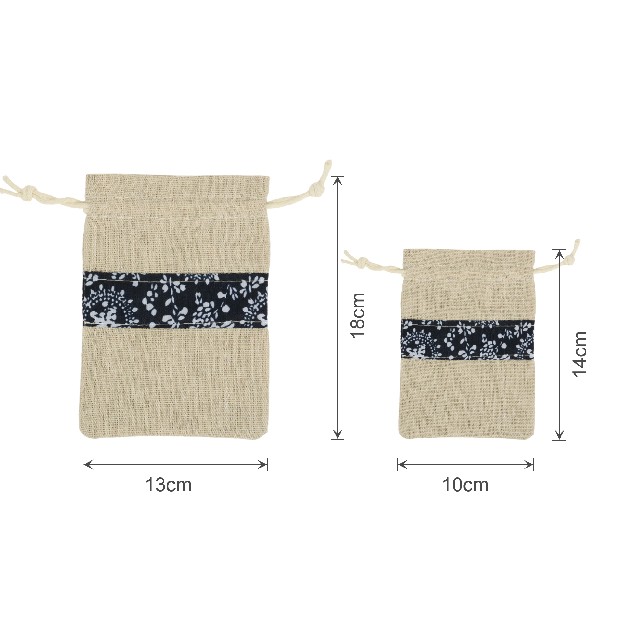 Cotton Linen Patchwork Drawstring Bags - Image 6
