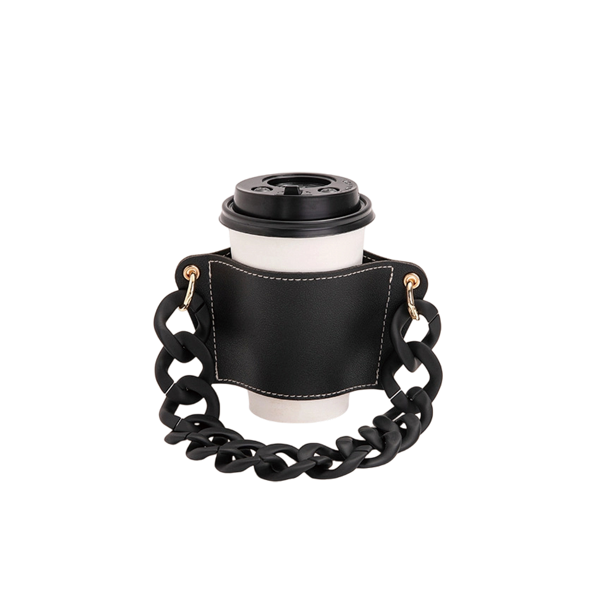 Leather Water Bottle Holder With Acrylic Strap - Image 2