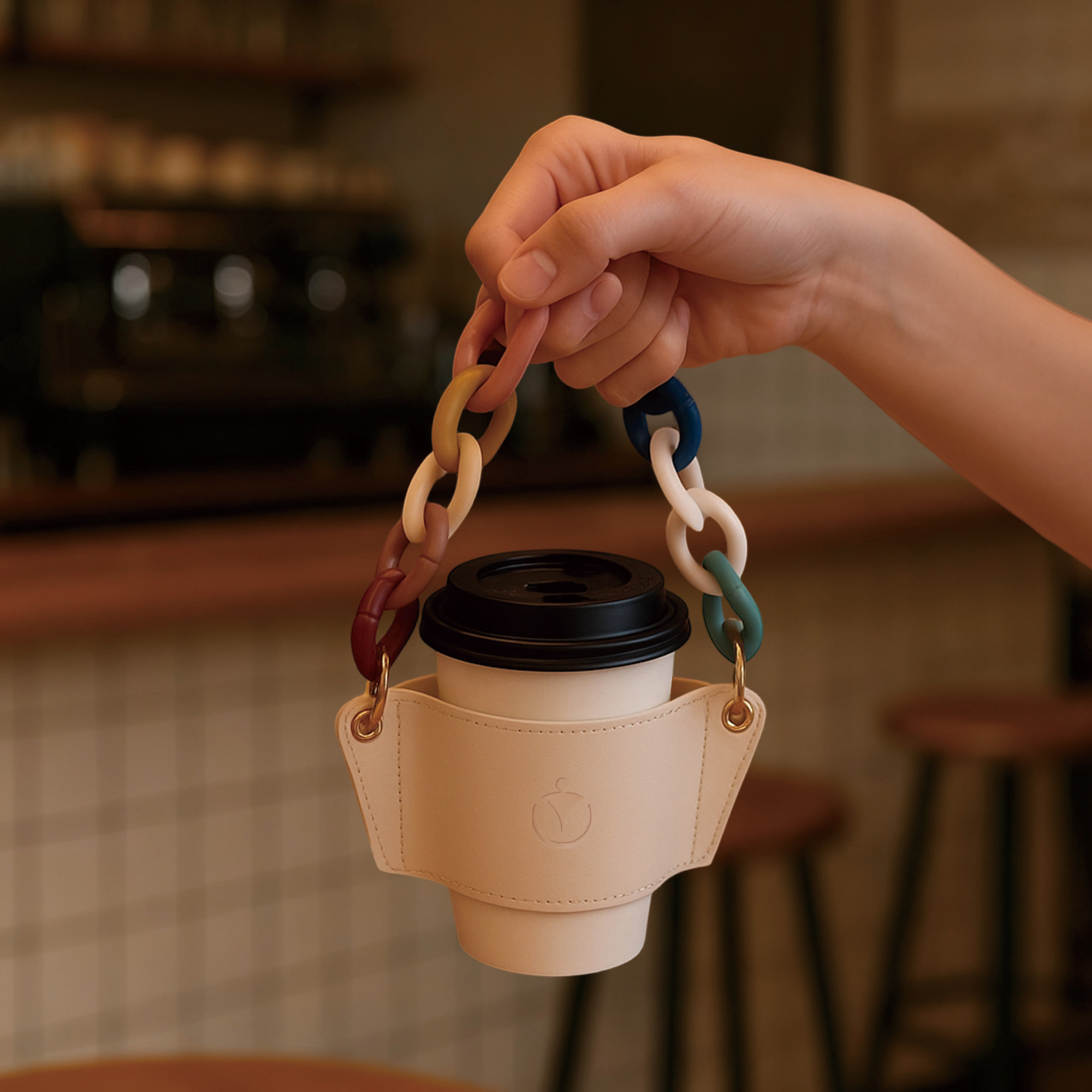 Leather Water Bottle Holder With Acrylic Strap - Image 13