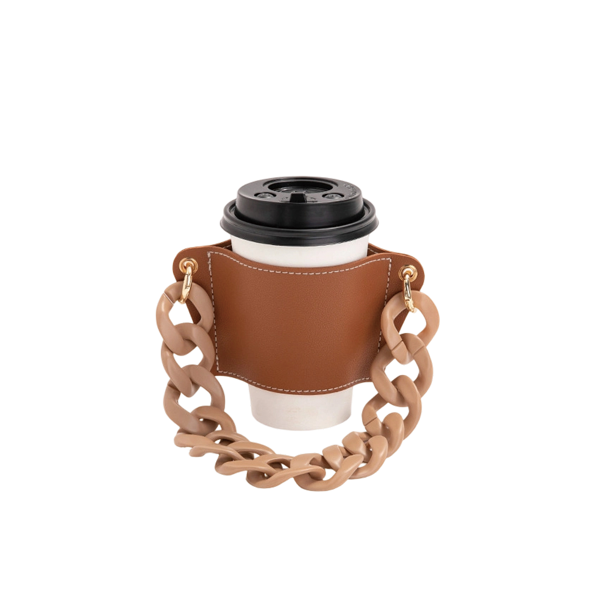 Leather Water Bottle Holder With Acrylic Strap - Image 5