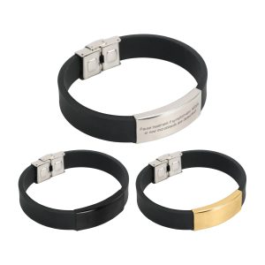 Engraved Stainless Steel  Buckle Latch Bracelet