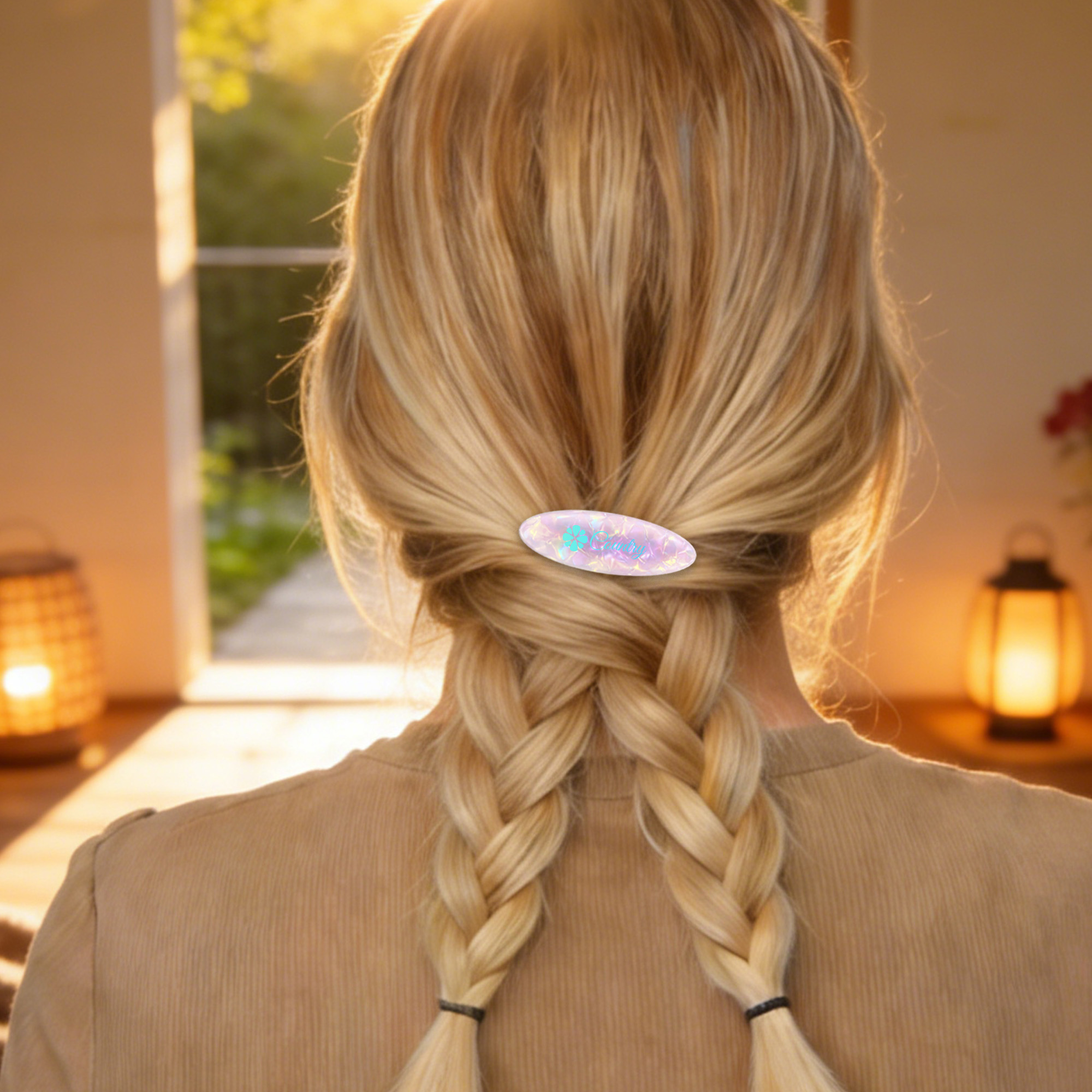 Oval Iridescent Alligator Hair Clip - Image 10