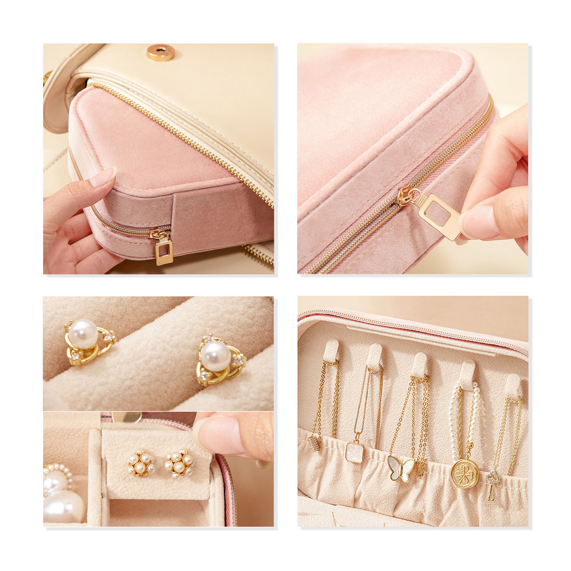 Velvet Jewellery Box with Compartment - Image 8