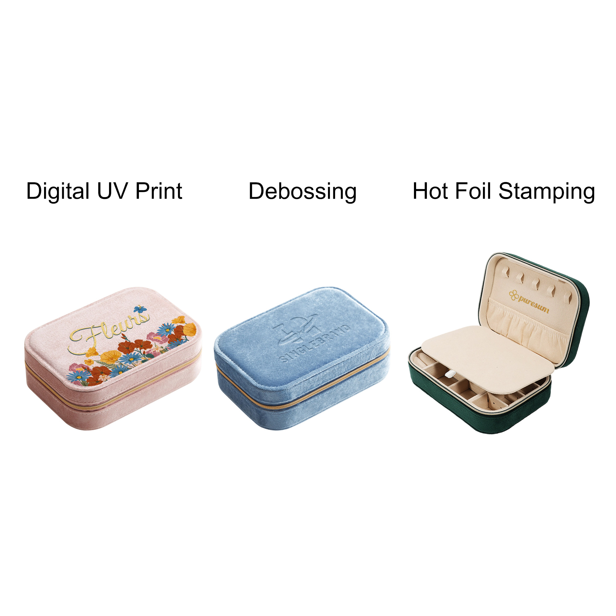Velvet Jewellery Box with Compartment - Image 7
