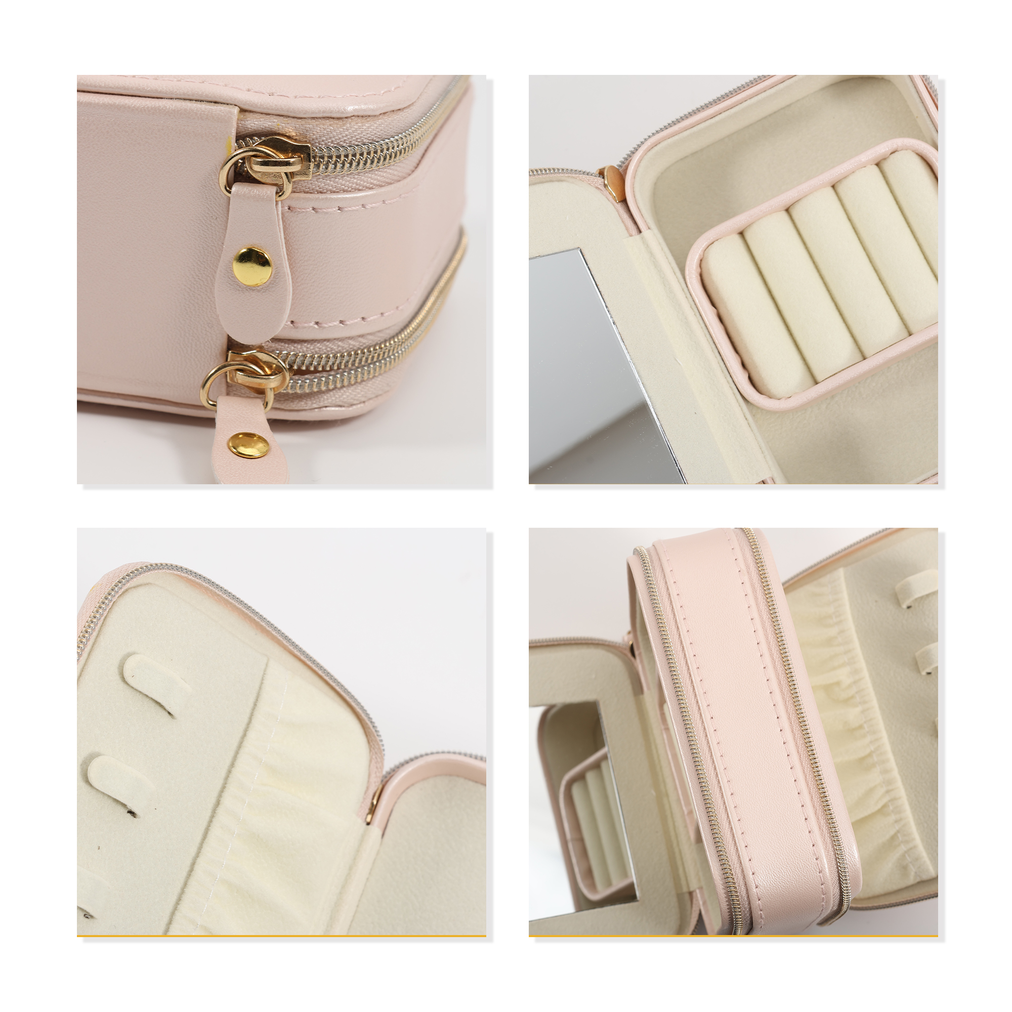 Fashion PU Leather Jewellery Case with Mirror - Image 6