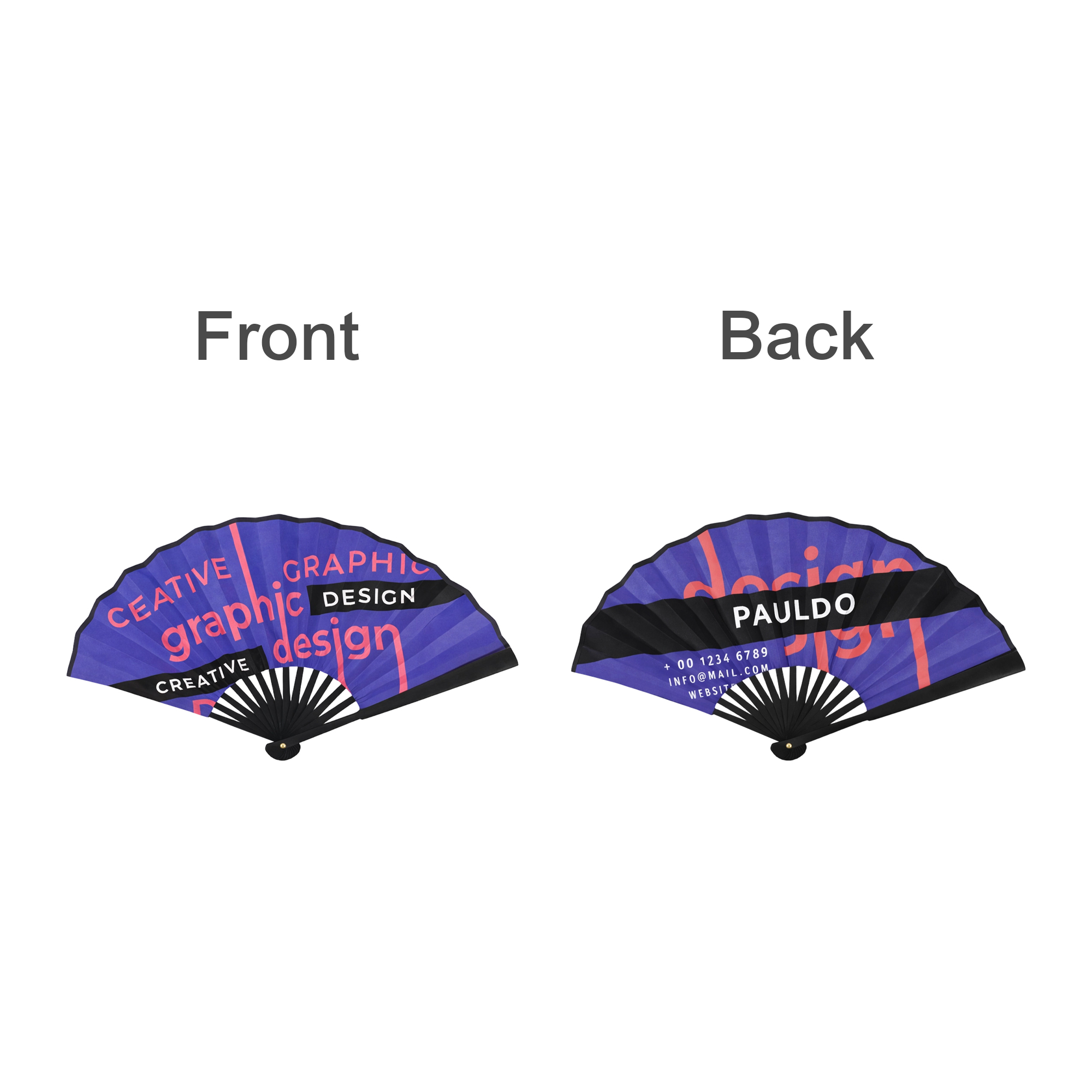 8inch Bamboo Fabric Hand Fan - Image 6