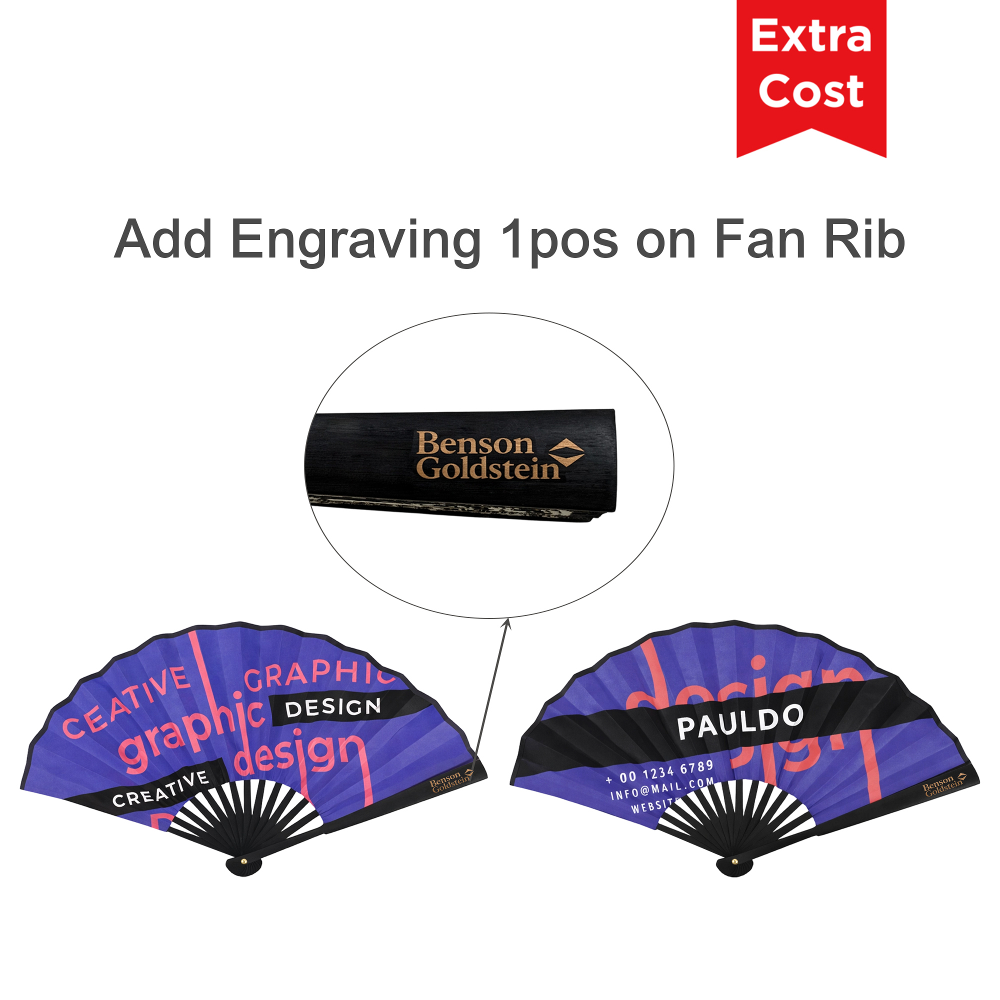 8inch Bamboo Fabric Hand Fan - Image 11