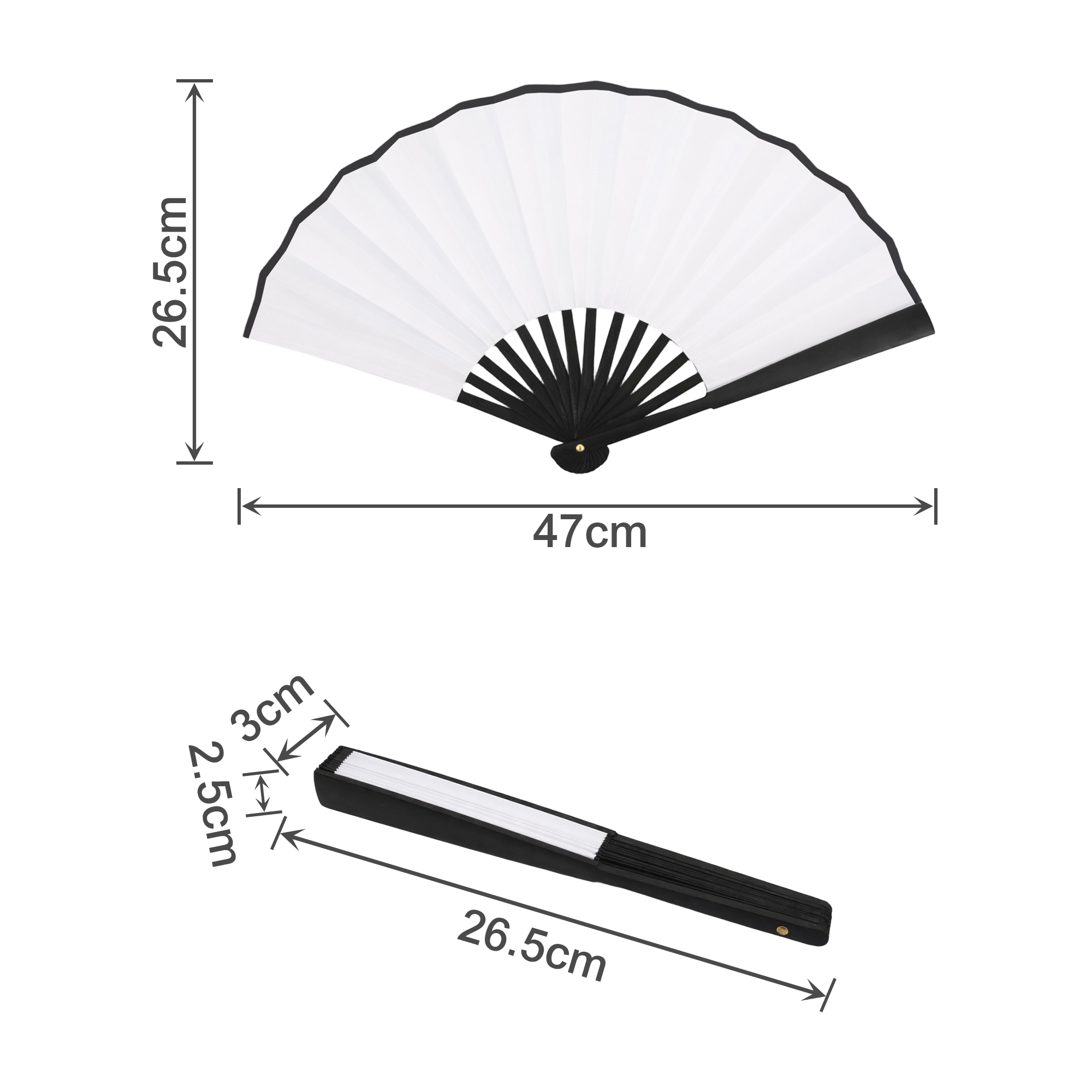 8inch Bamboo Fabric Hand Fan - Image 7