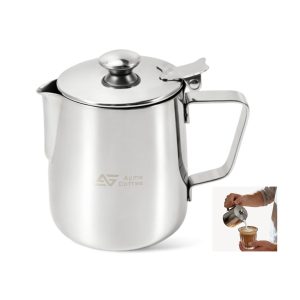 Stainless Steel Milk Frothing Pitcher with Lid