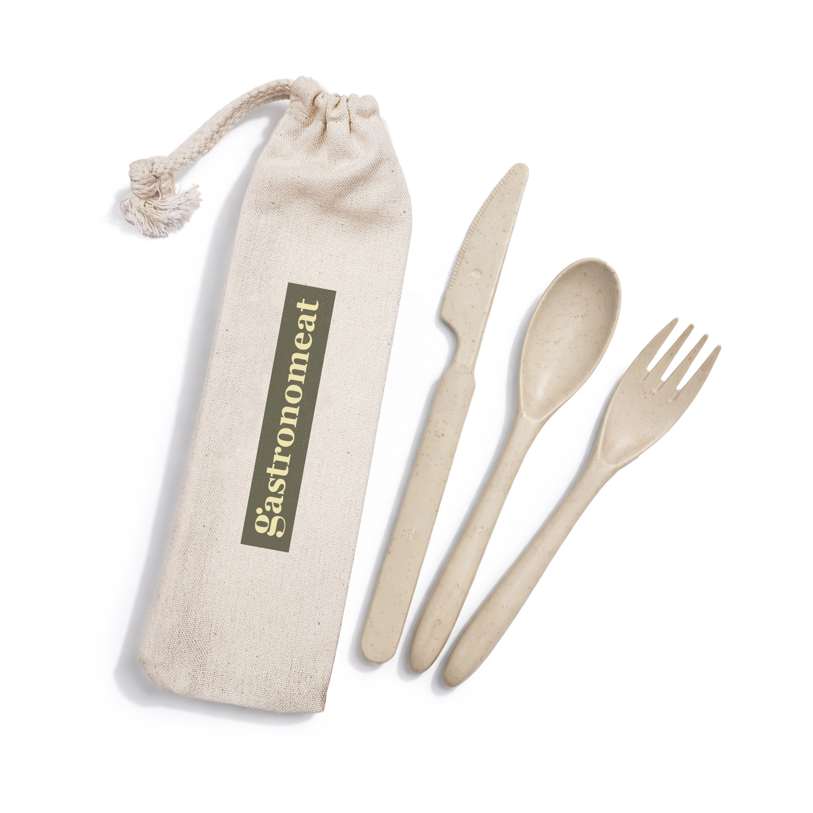 Delish Eco Cutlery Set in Calico Pouch - Image 3