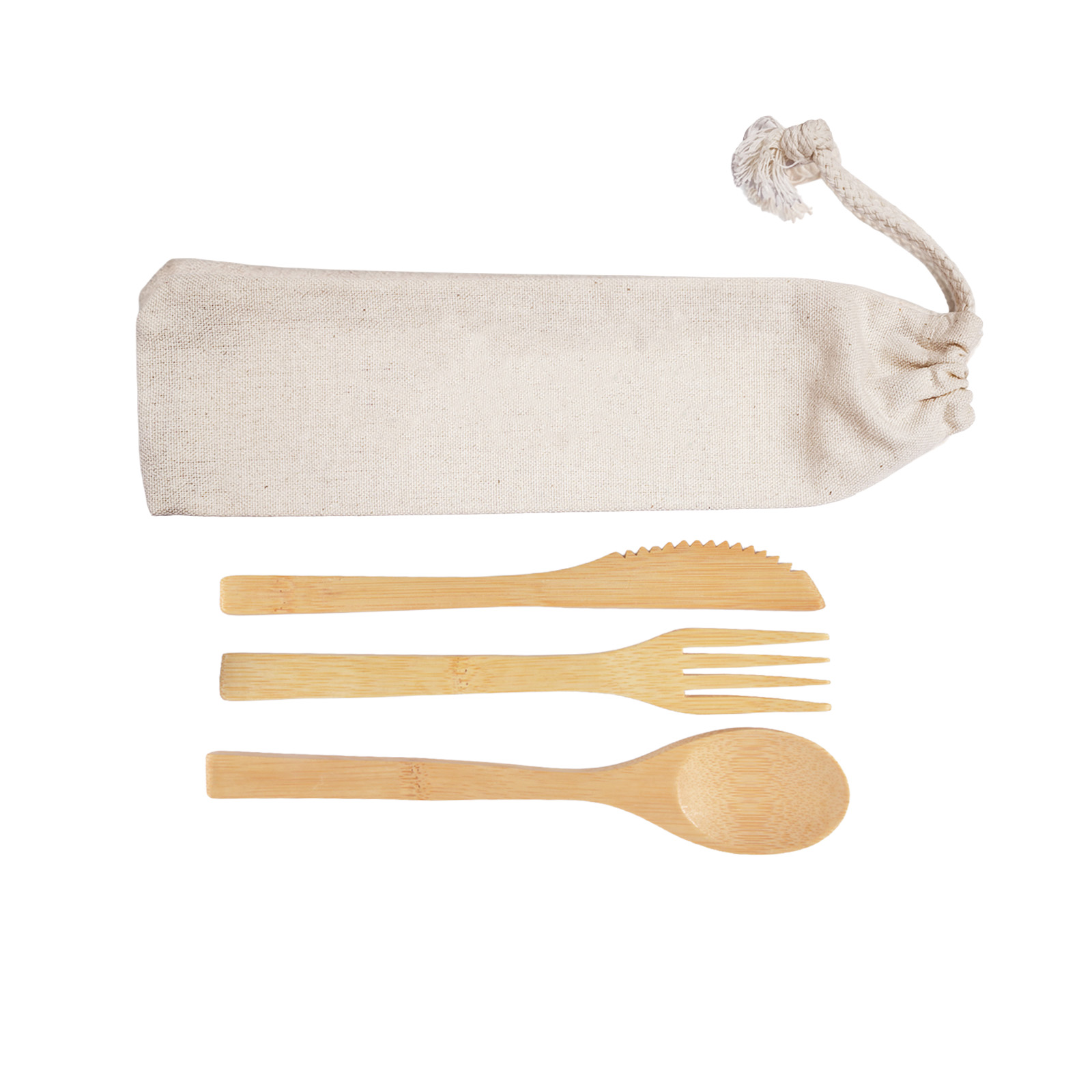 Miso Bamboo Cutlery Set in Calico Pouch - Image 4