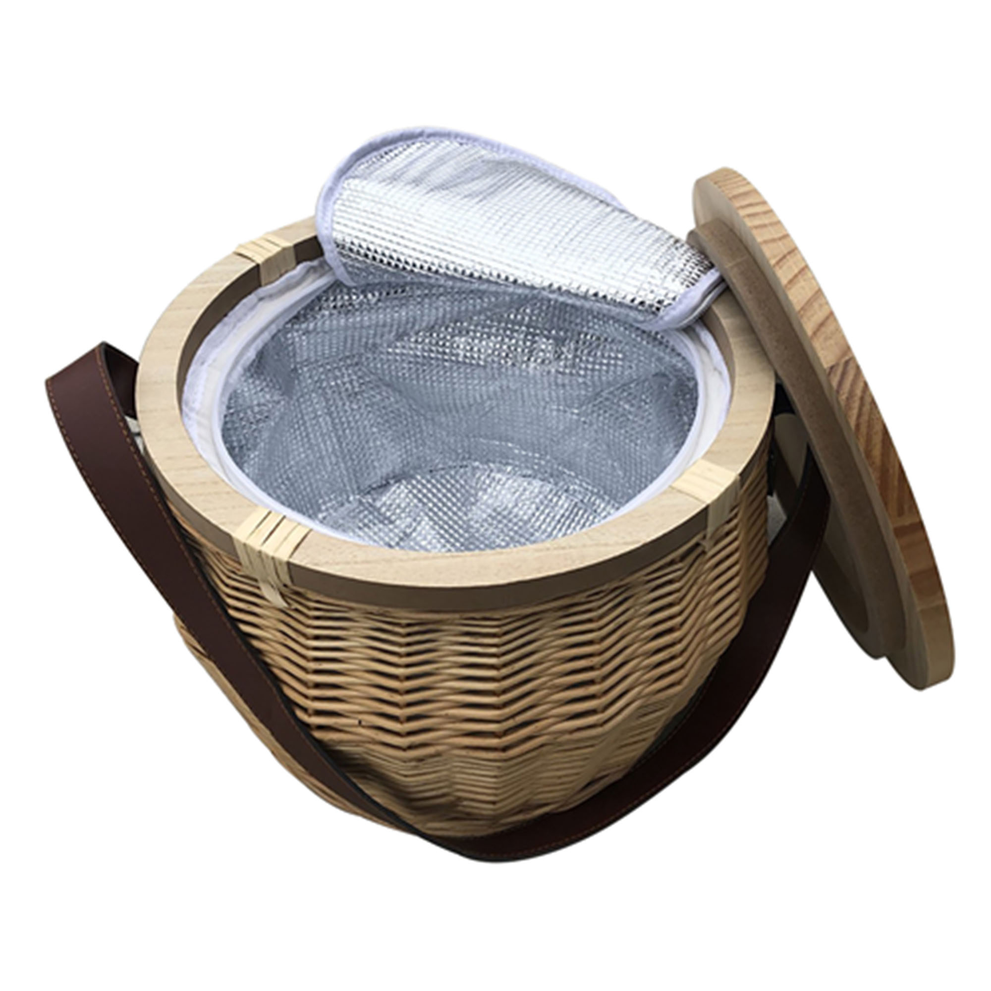 Scotch Wicker Picnic Cooler Basket Round - Image 2