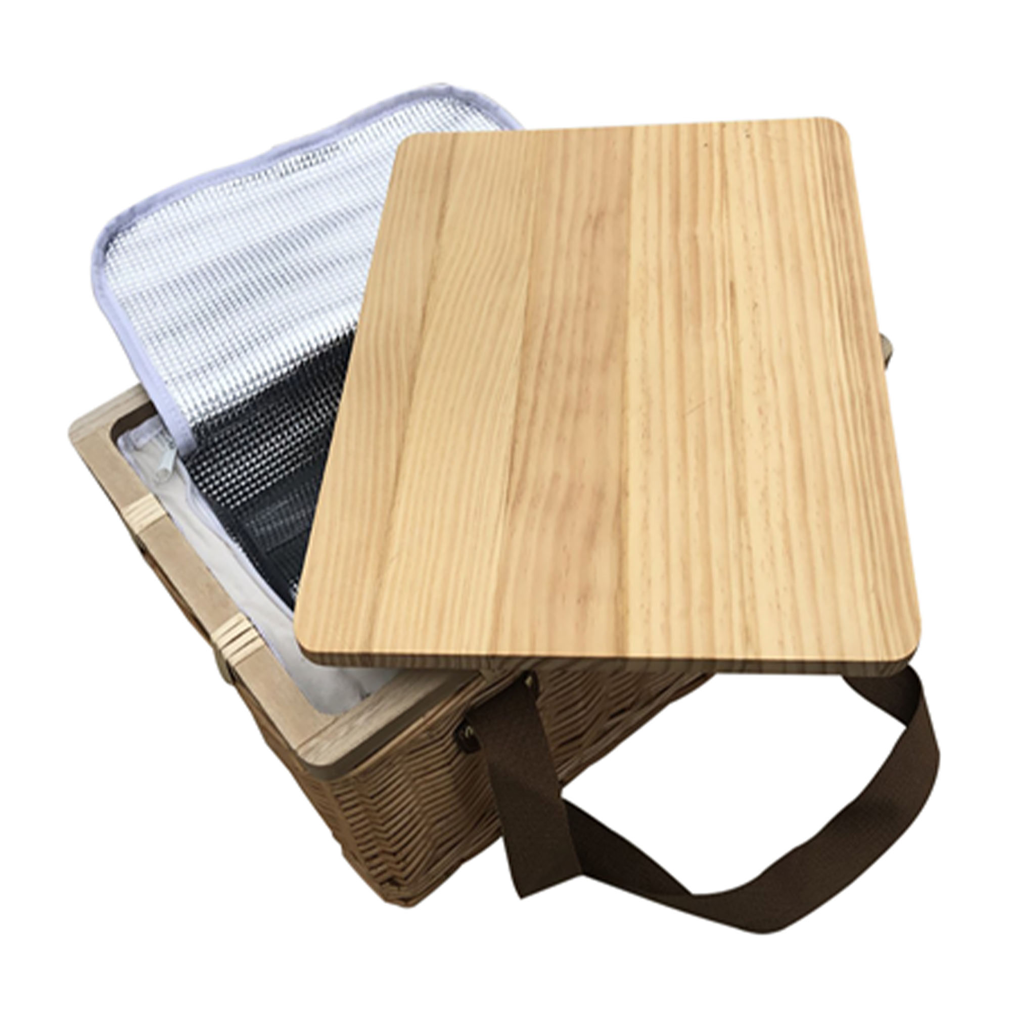 Gold Coast Wicker Picnic Cooler Basket Square - Image 3