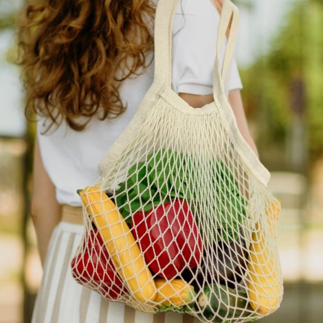 Cotton Mesh Foldaway Tote Bag - Image 5