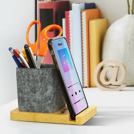 NATURA Bamboo Phone Stand Desk Caddy - Image 7