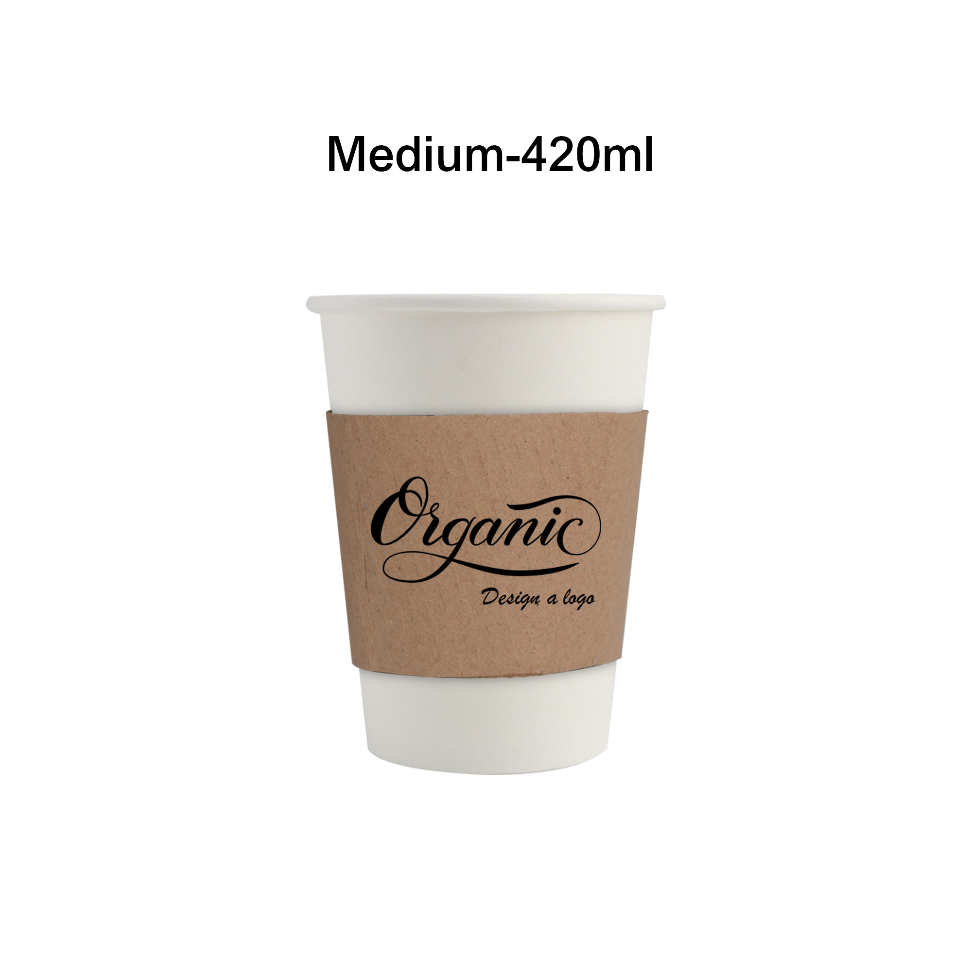 PLA Single Wall Compostable Paper Cups with Cup Sleeve - Image 3