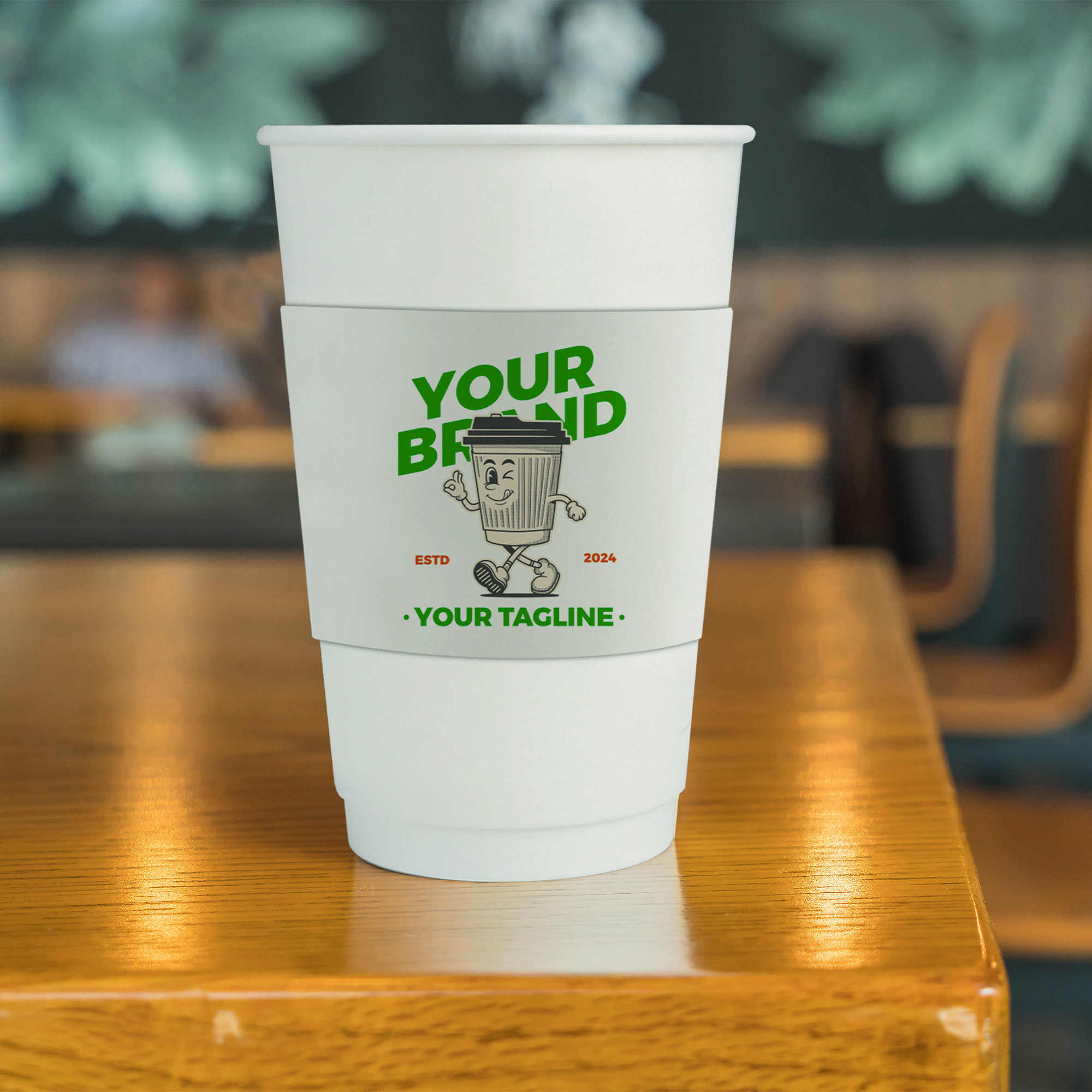 PLA Double Wall Compostable Paper Cups with Cup Sleeve - Image 9