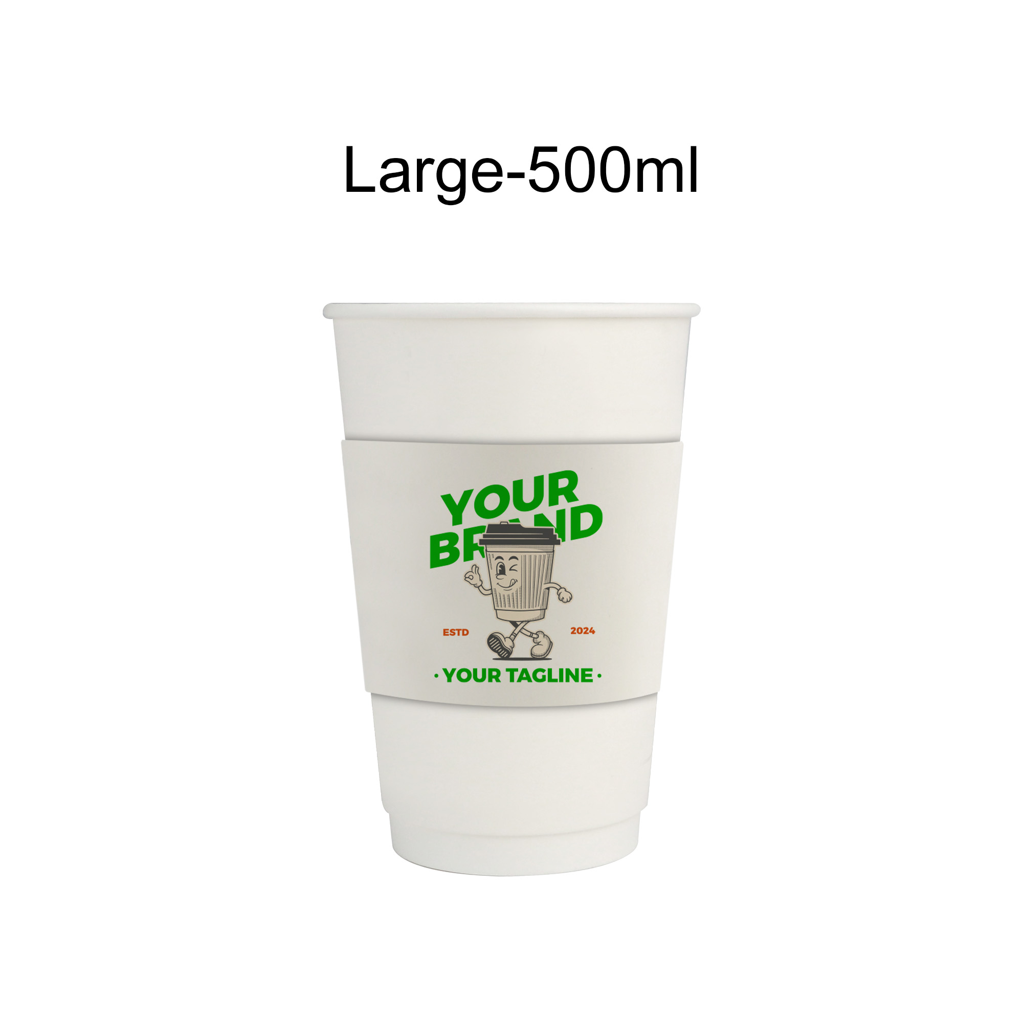 PLA Double Wall Compostable Paper Cups with Cup Sleeve - Image 4